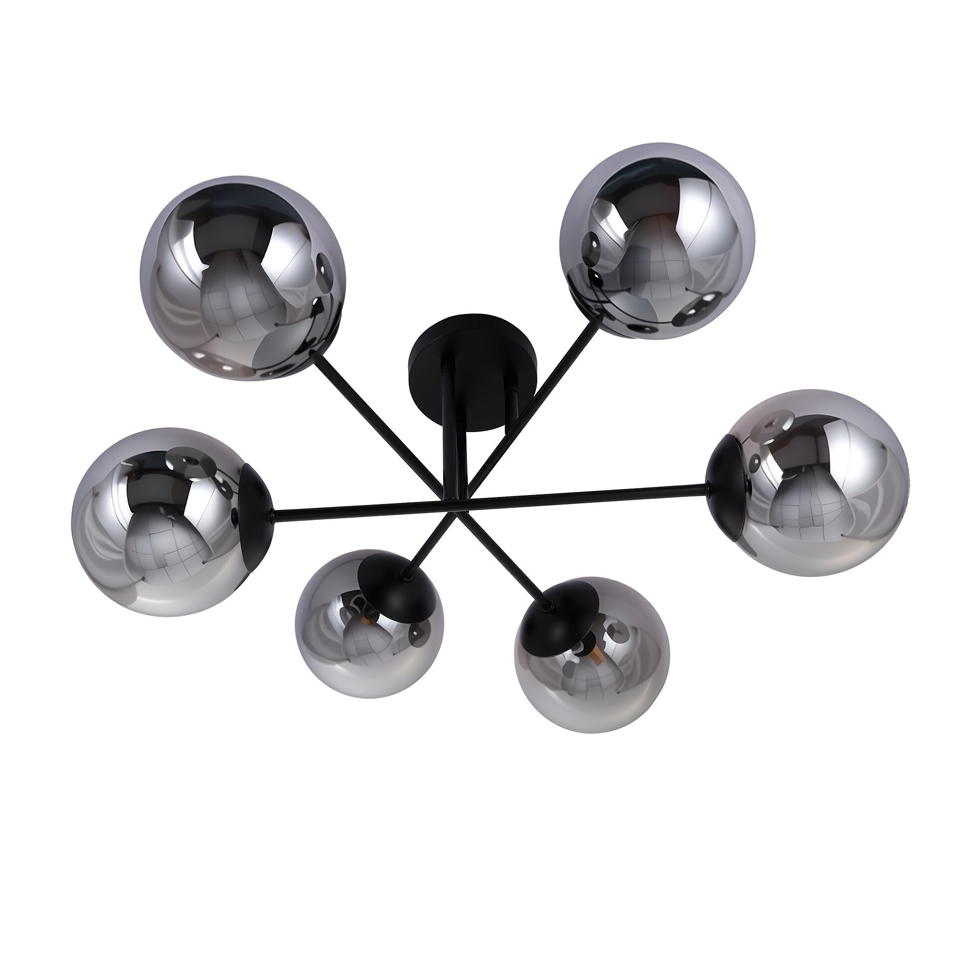 POCOline Deckenleuchte Space schwarz Rauchglas B/H/T: ca. 66x30x66 cm E14 6 Brennstellen