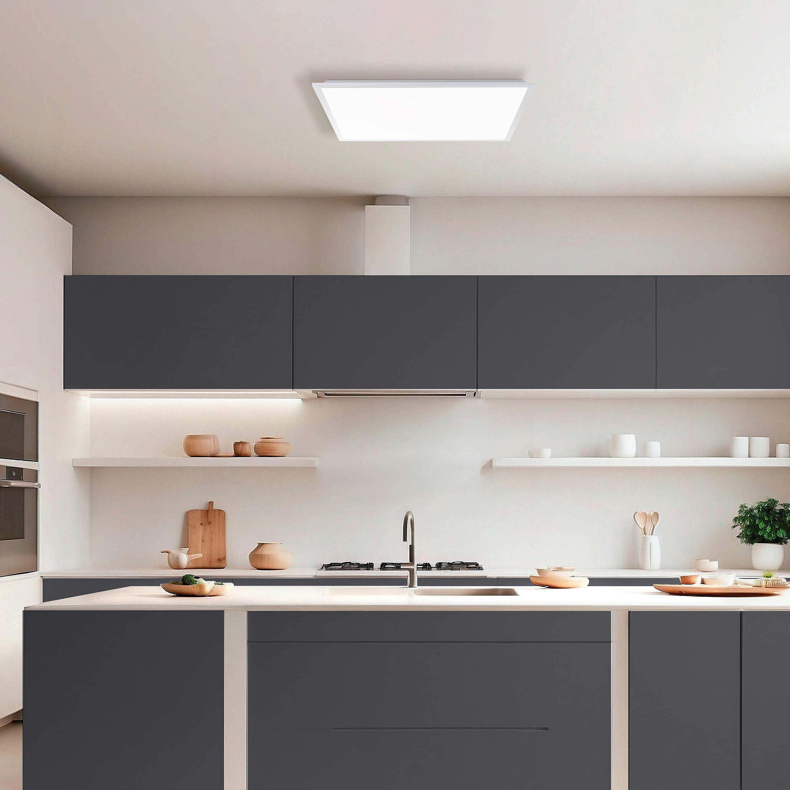 Brilliant LED-Deckenleuchte Briston weiß Metall Kunststoff B/H/L: ca. 63x7,5x63 cm