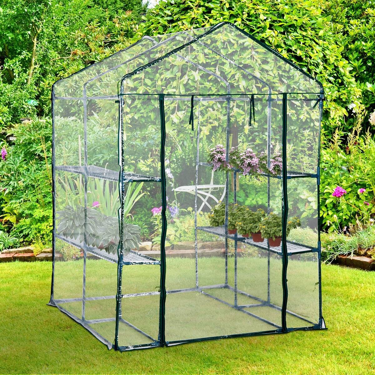 Outsunny Gewächshaus B/H/L: ca. 143x195x143 cm
