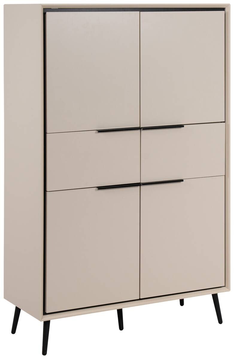 Highboard Arona sand schwarz B/H/T: ca. 90x140x38 cm