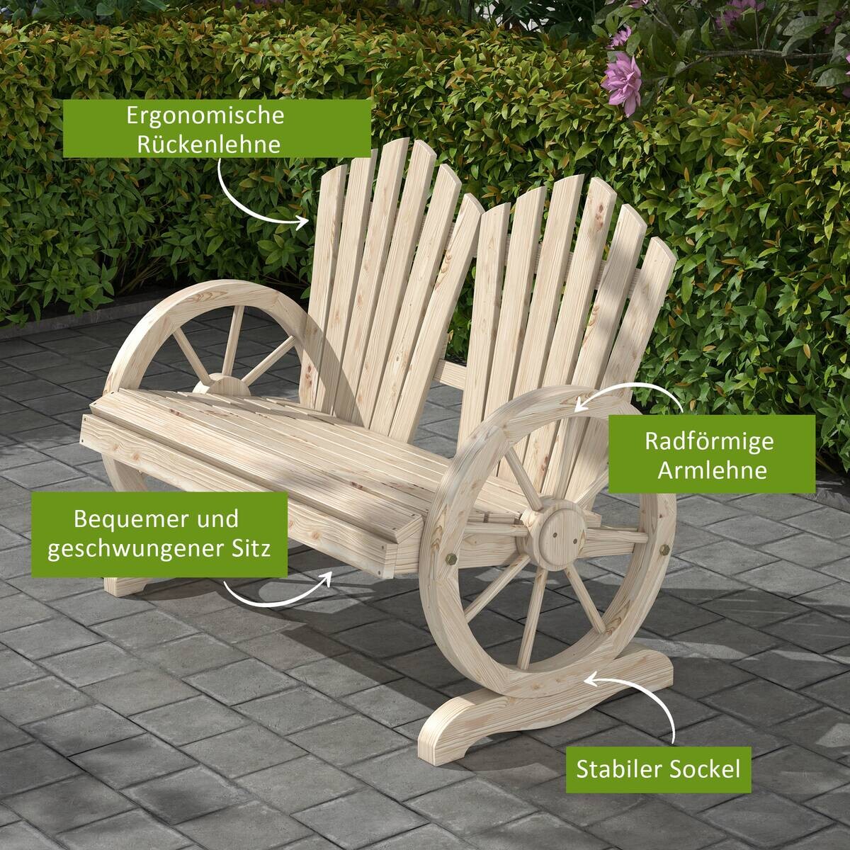 Outsunny Gartenbank natur Polypropylen B/H/L: ca. 66x108x95 cm