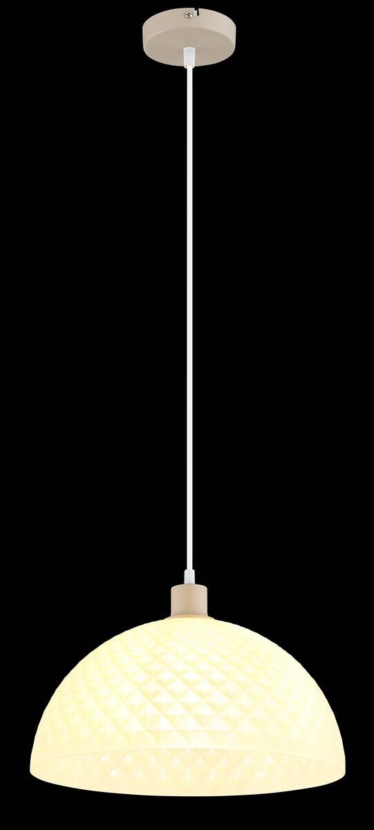 GLOBO Pendelleuchte weiß sand champagner Glas PVC Metall H/D: ca. 120x35 cm E27 1 Brennstellen