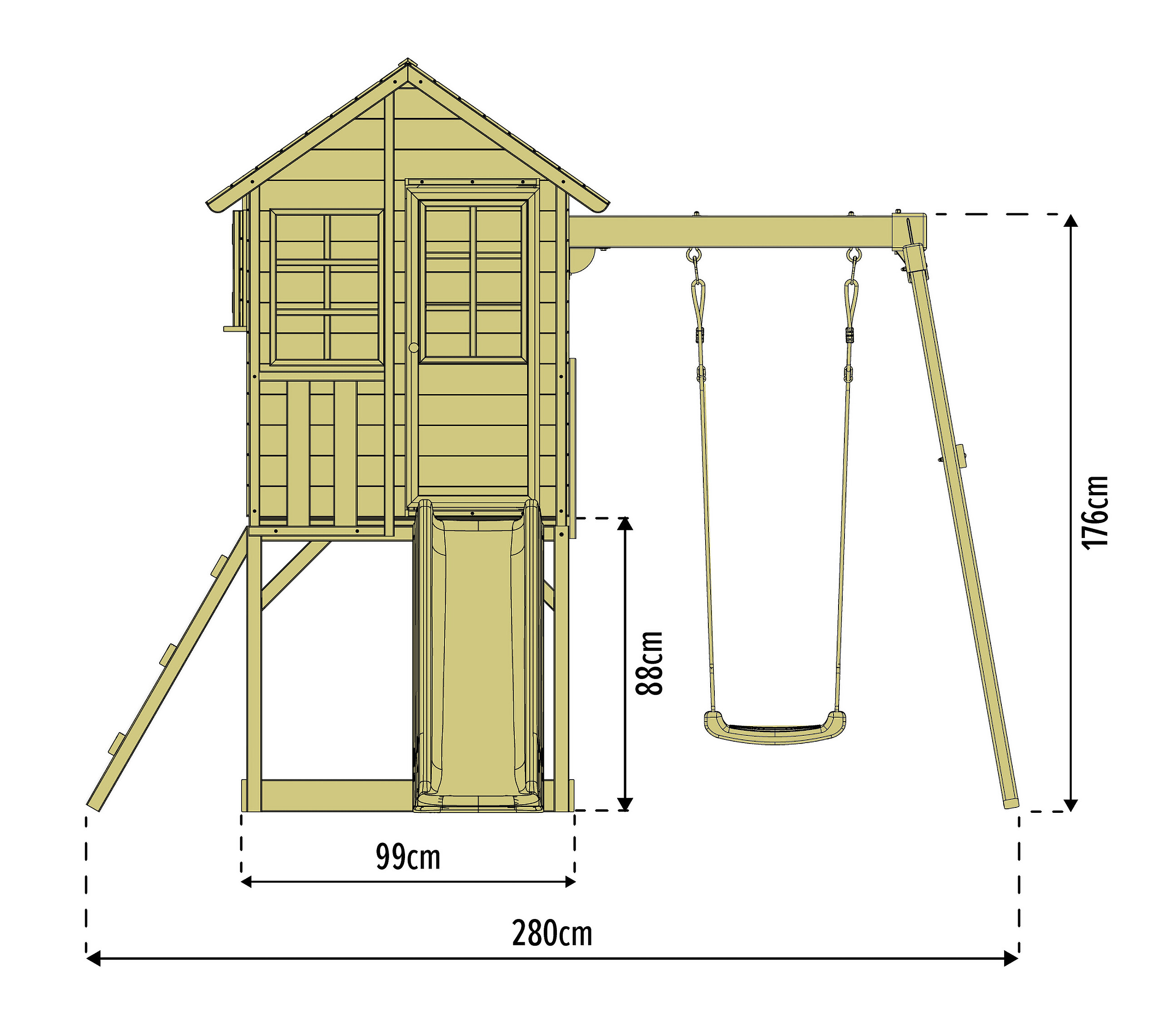 Zwerkules Spielhaus Lolla grau B/H/L: ca. 280x224x352 cm