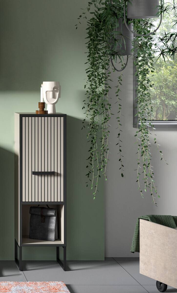 Hochschrank BAGNO schwarz Kaschmirgrau Nachbildung B/H/T: ca. 30x101x32 cm