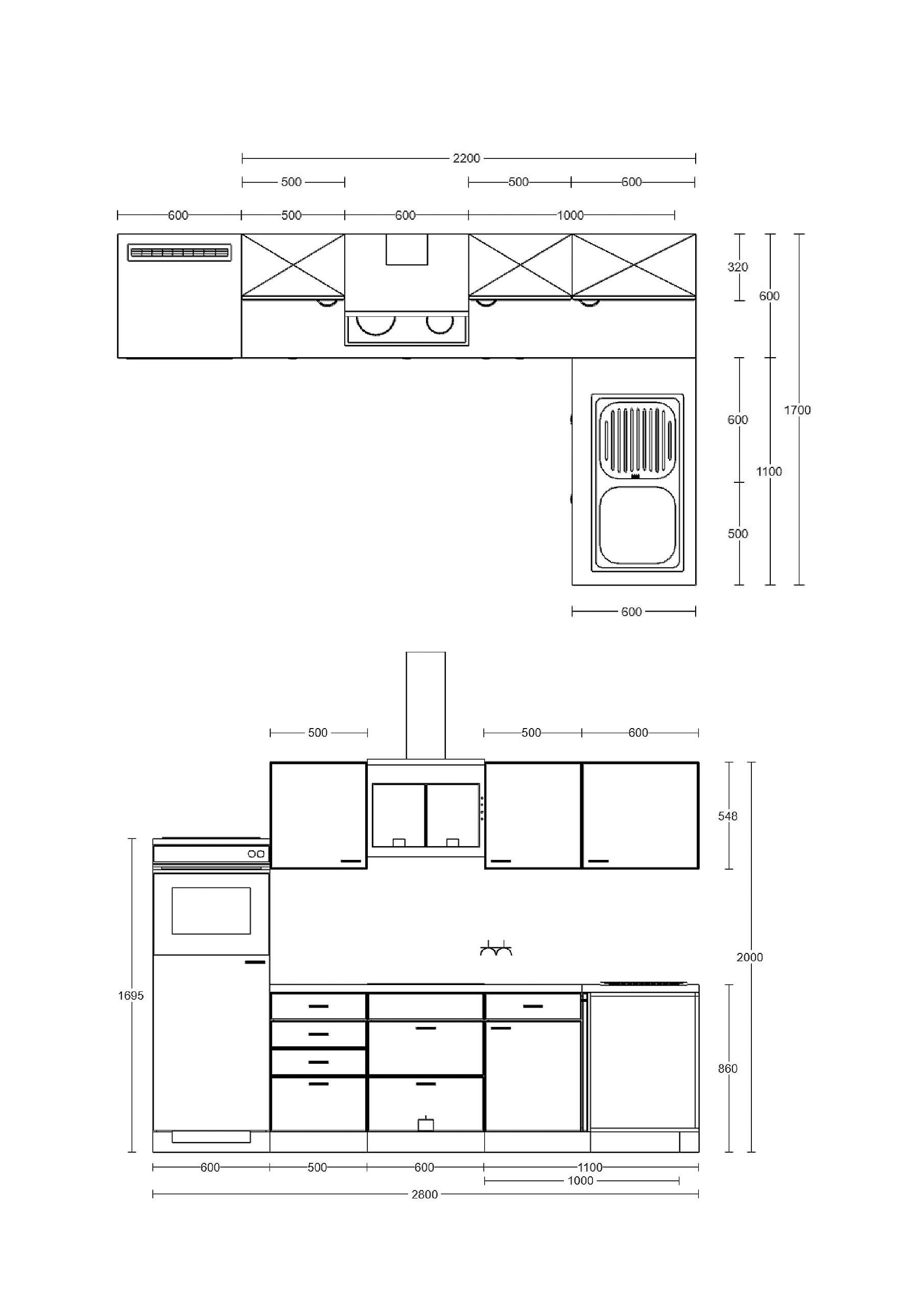Winkelküche Vita weiß matt B/H/T: ca. 280x200x60 cm