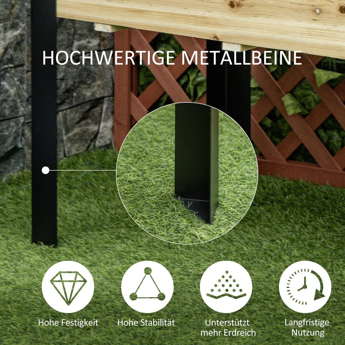 Outsunny Hochbeet schwarz Stahl B/H/L: ca. 60x74x120 cm