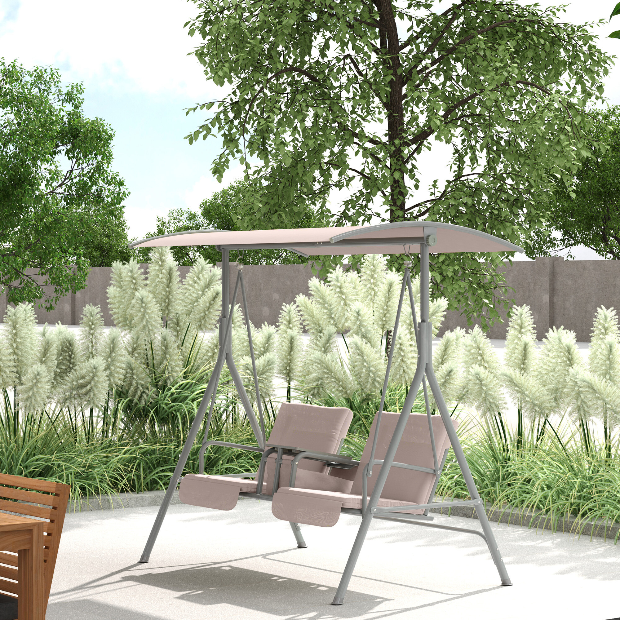 Outsunny Hollywoodschaukel beige Metall B/H/L: ca. 112x165x175 cm