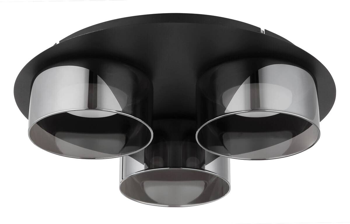 GLOBO Deckenleuchte schwarz Rauch Glas Metall Aluminium H/D: ca. 9x35 cm 3 Brennstellen