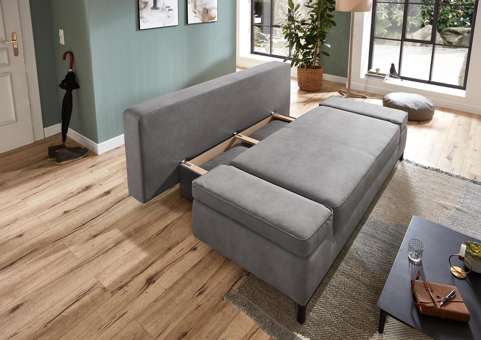 Schlafsofa Jarny hellgrau Polyester B/H/T: ca. 202x97x90 cm