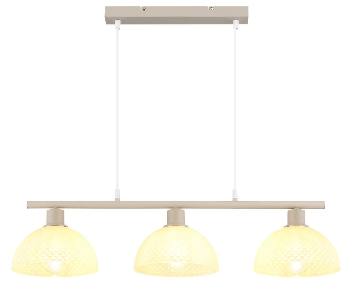 GLOBO Pendelleuchte sand champagner weiß Glas Metall PVC B/H/L: ca. 20x120x77 cm E27 3 Brennstellen