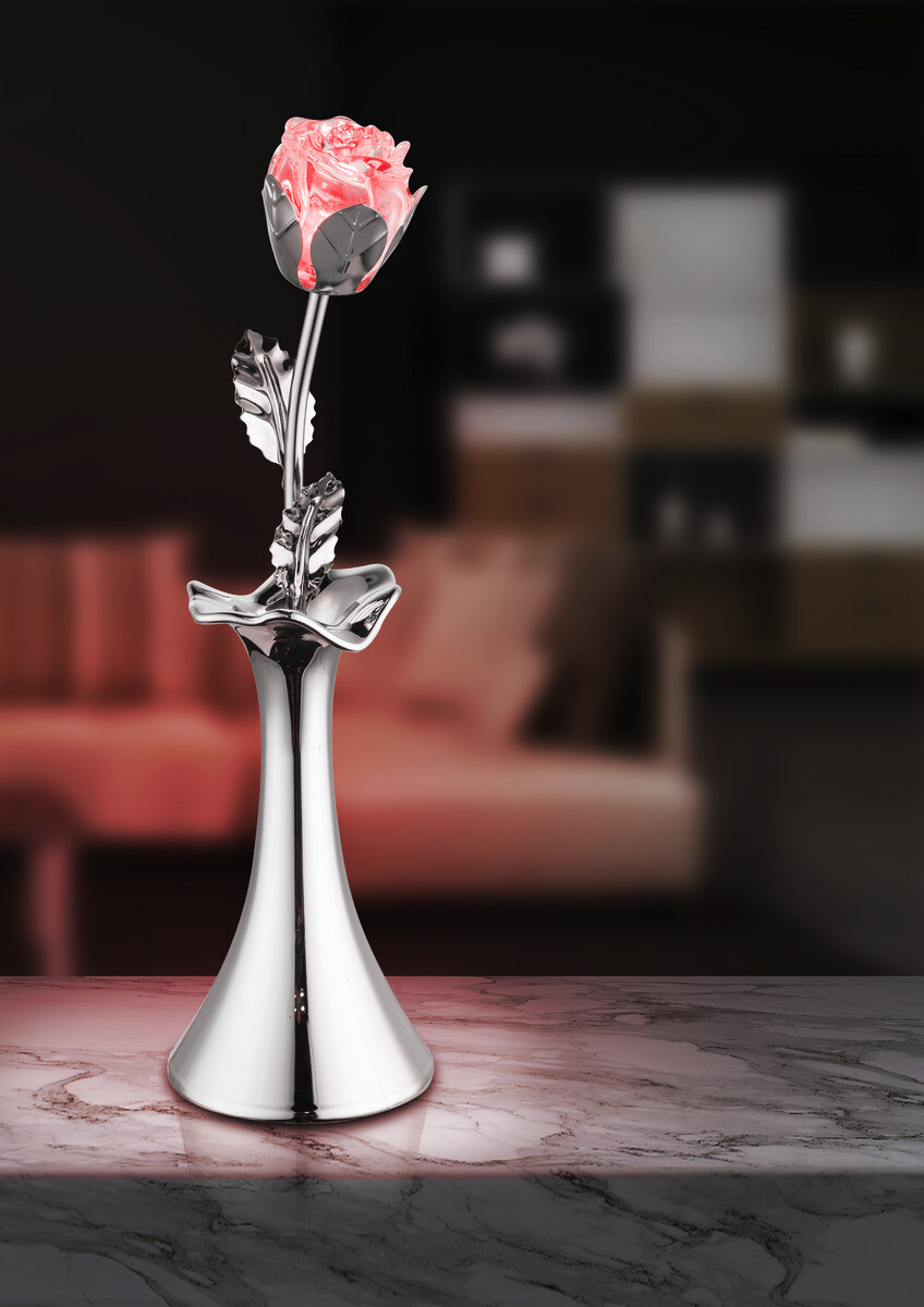 GLOBO Tischleuchte Rosi Chrom klar Metall Acryl H/D: ca. 29x8 cm