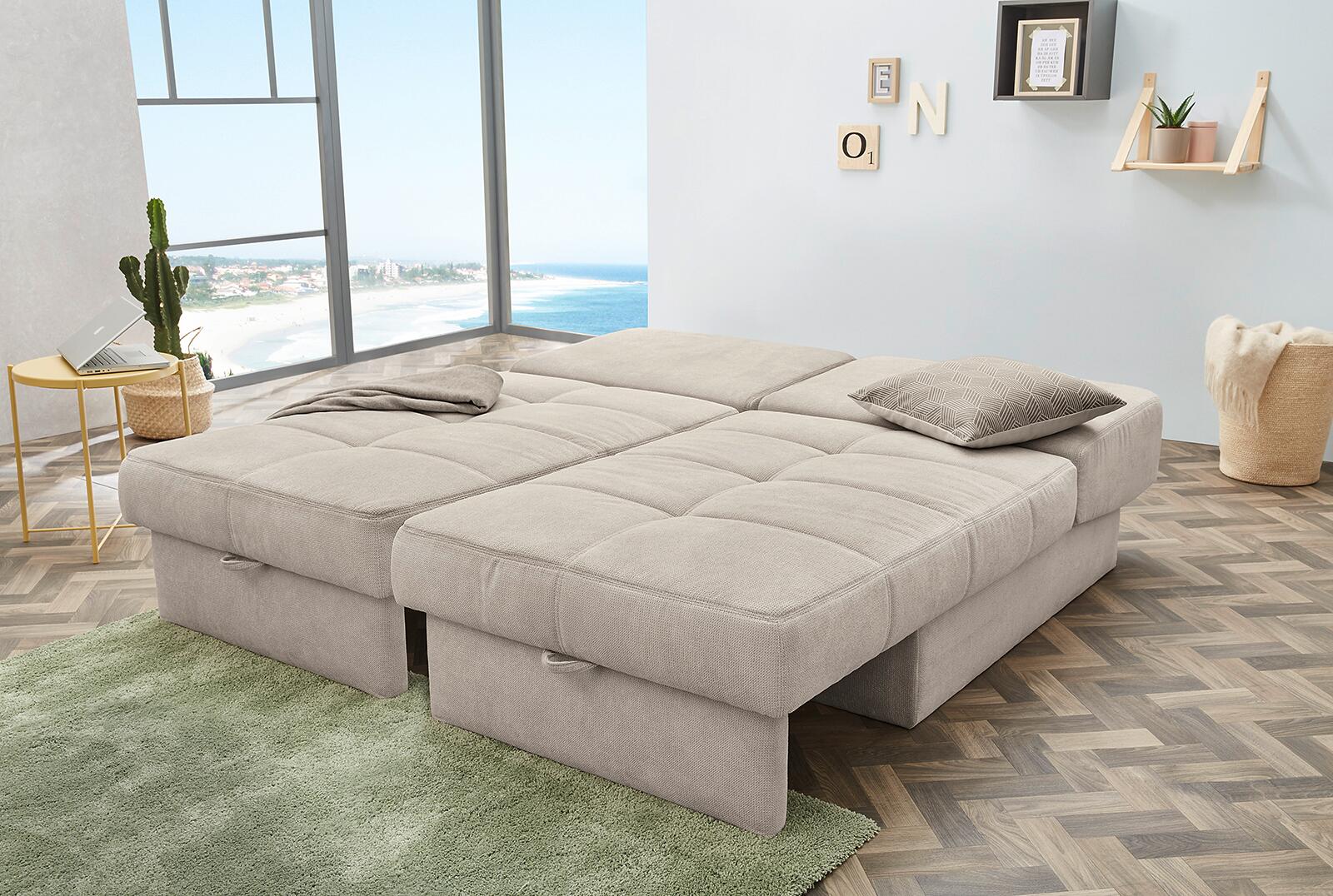 Recamiere beige Microfaser B/H/T: ca. 93x205x78 cm