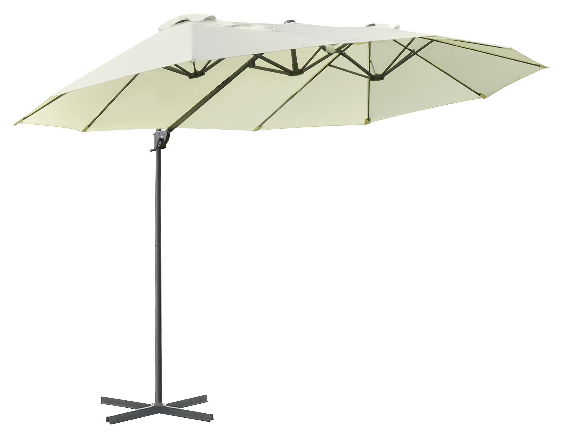 Outsunny Doppelschirm mit Kurbel cremeweiß Metall B/H/L: ca. 440x250x270 cm
