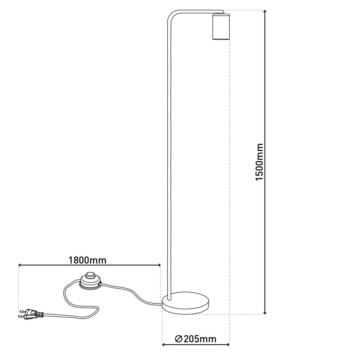 Näve Leuchten Stehleuchte 2097222 schwarz Kunststoff Metall B/H/T: ca. 20,5x150x20,5 cm 1 Brennstellen
