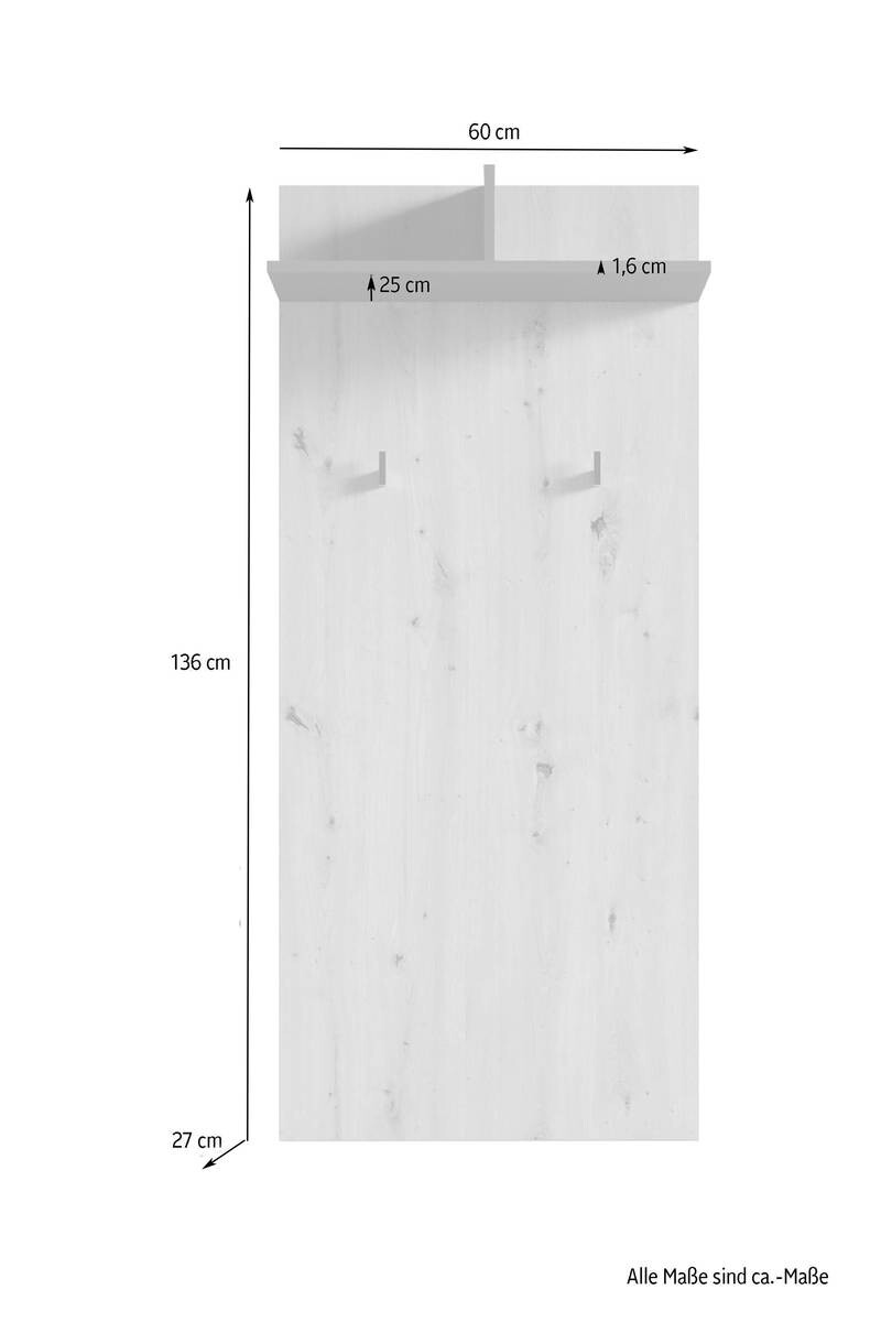 Wandpaneel BEN Eiche Nachbildung anthrazit B/H/T: ca. 60x136x27 cm