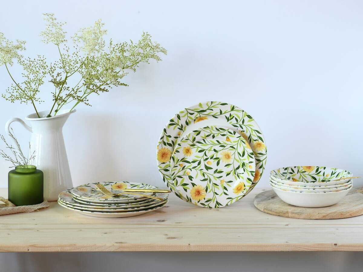 CreaTable Tafelservice Amarilla gelb Steingut 12 tlg.