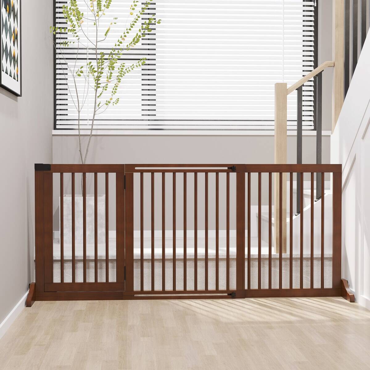 PawHut Schutzgitter braun Edelstahl B/H/L: ca. 166x113x36 cm