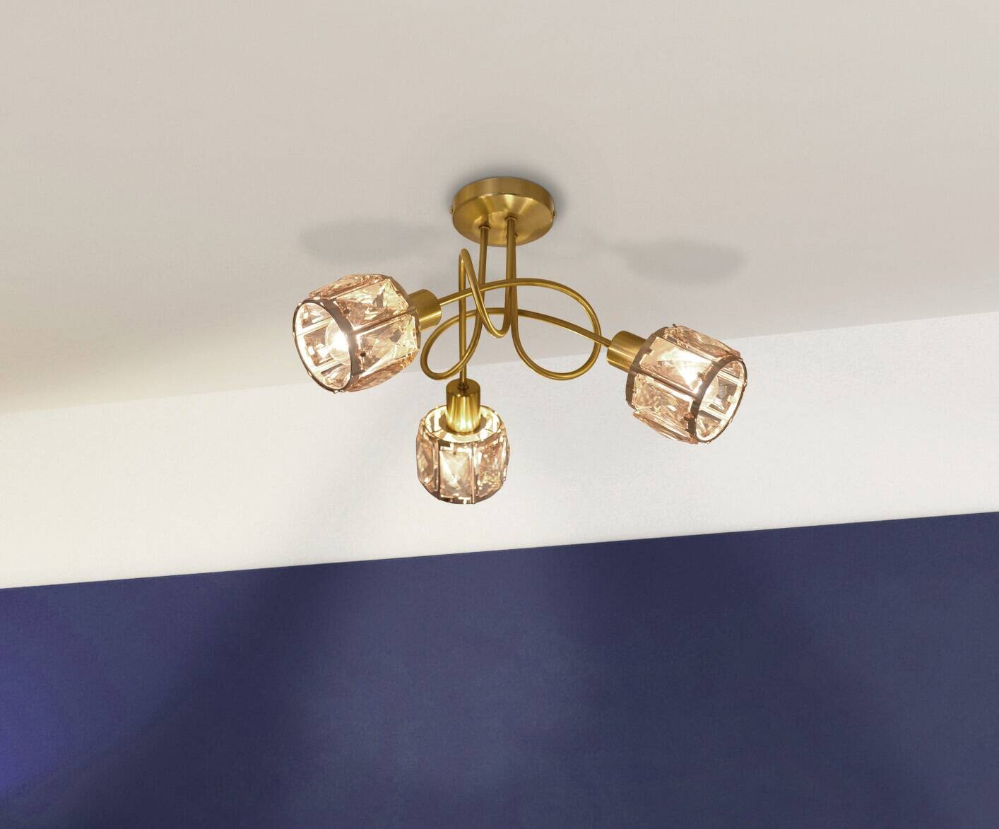 Näve Leuchten Spotleuchte 1280858 gold Metall Glas B/H/T: ca. 38x24x38 cm 3 Brennstellen