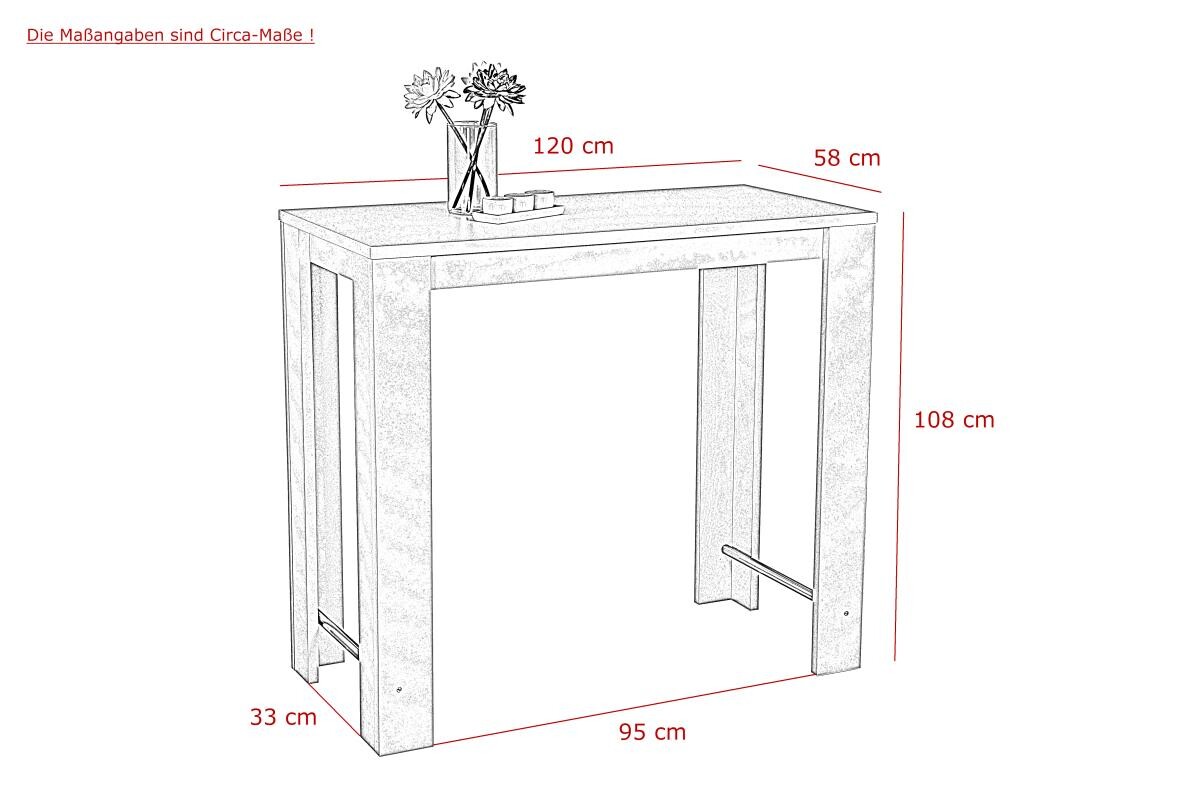 Bartisch Frieda II Eiche Old Wood Nachbildung Holzwerkstoff B/H/T: ca. 120x108x58 cm