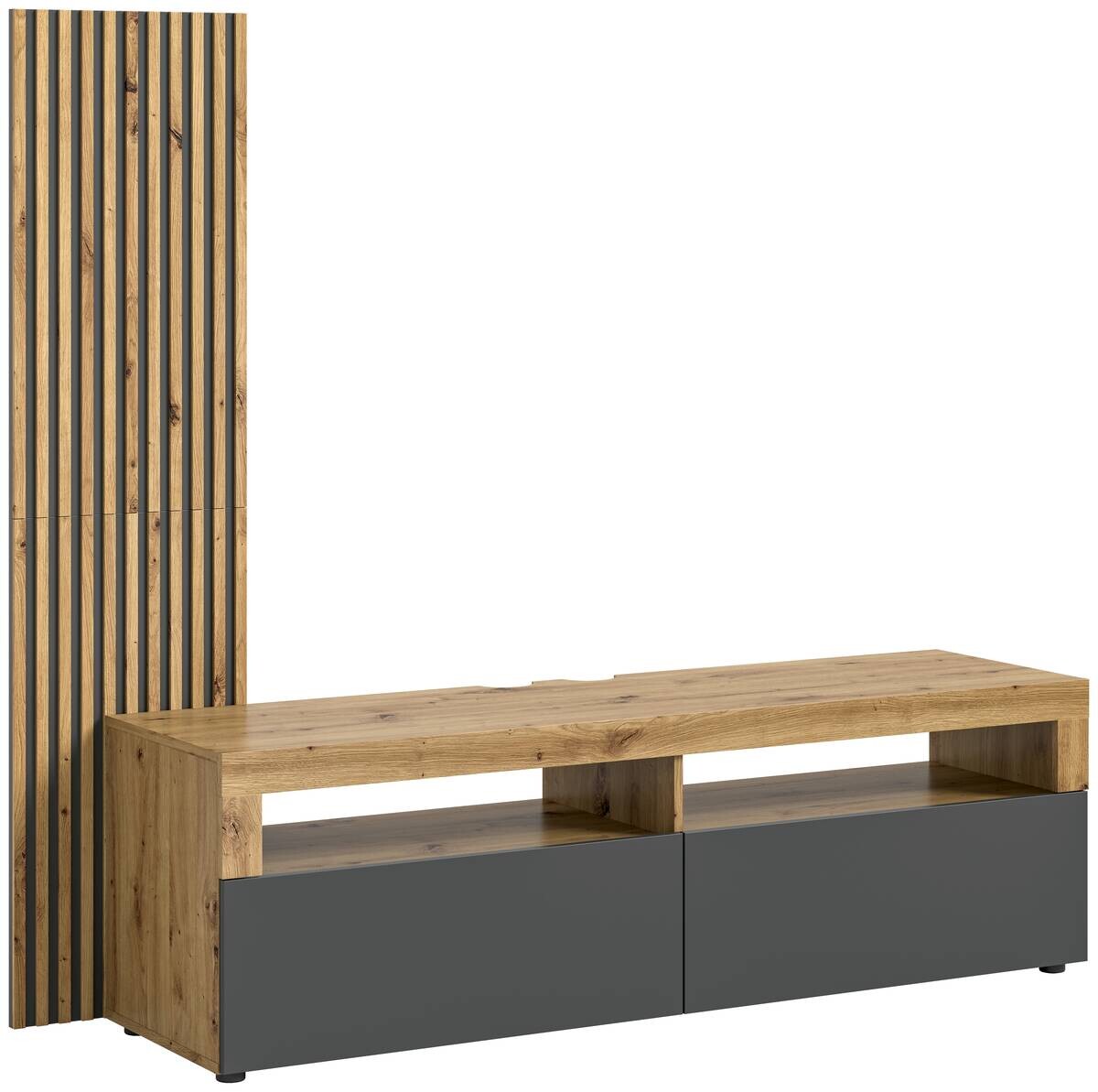 TV-Lowboard Okai anthrazit Eiche Artisan Nachbildung B/H/T: ca. 160x90x45 cm