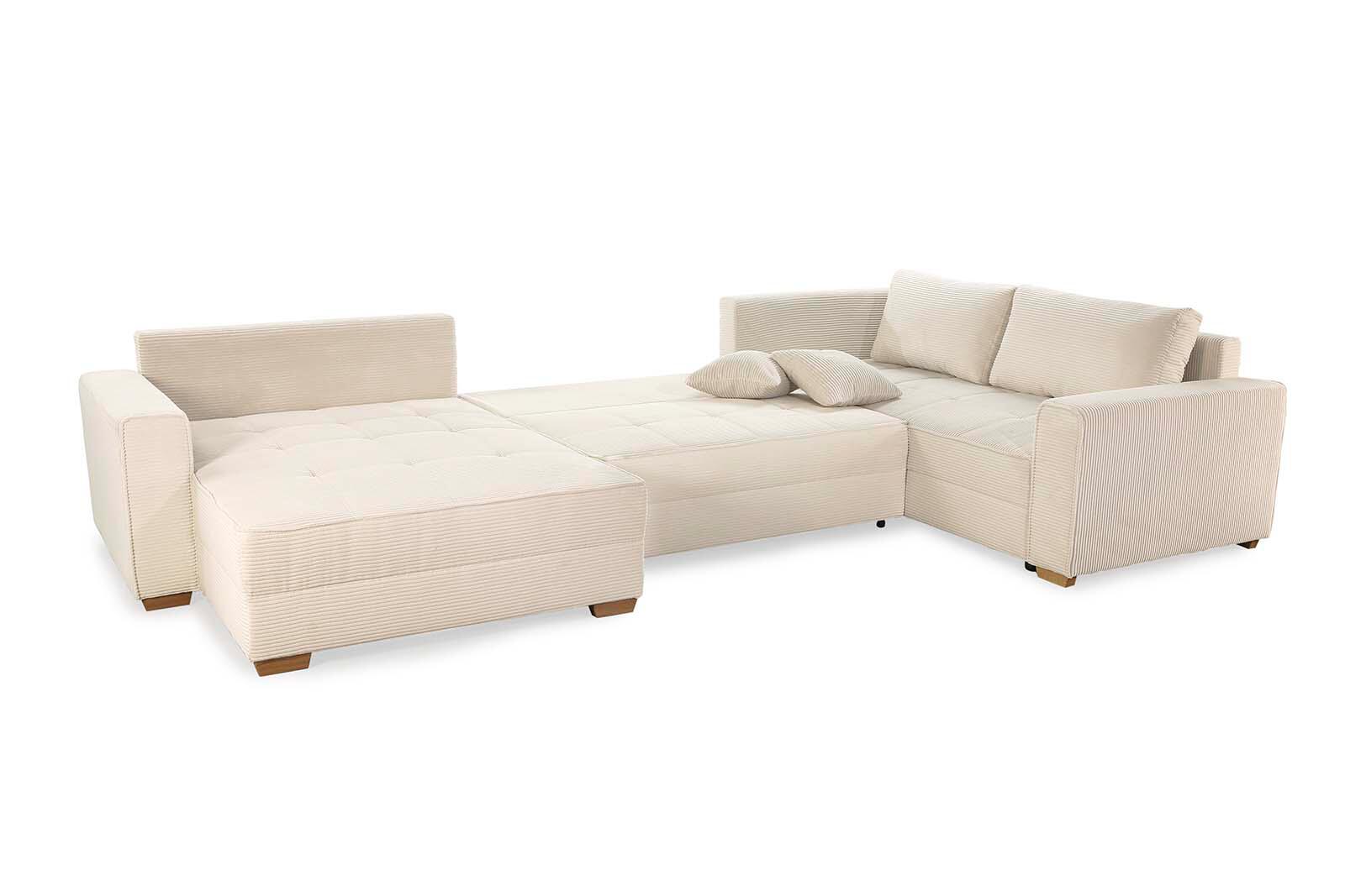 Wohnlandschaft beige Microfaser B/H/T: ca. 379x86x227 cm