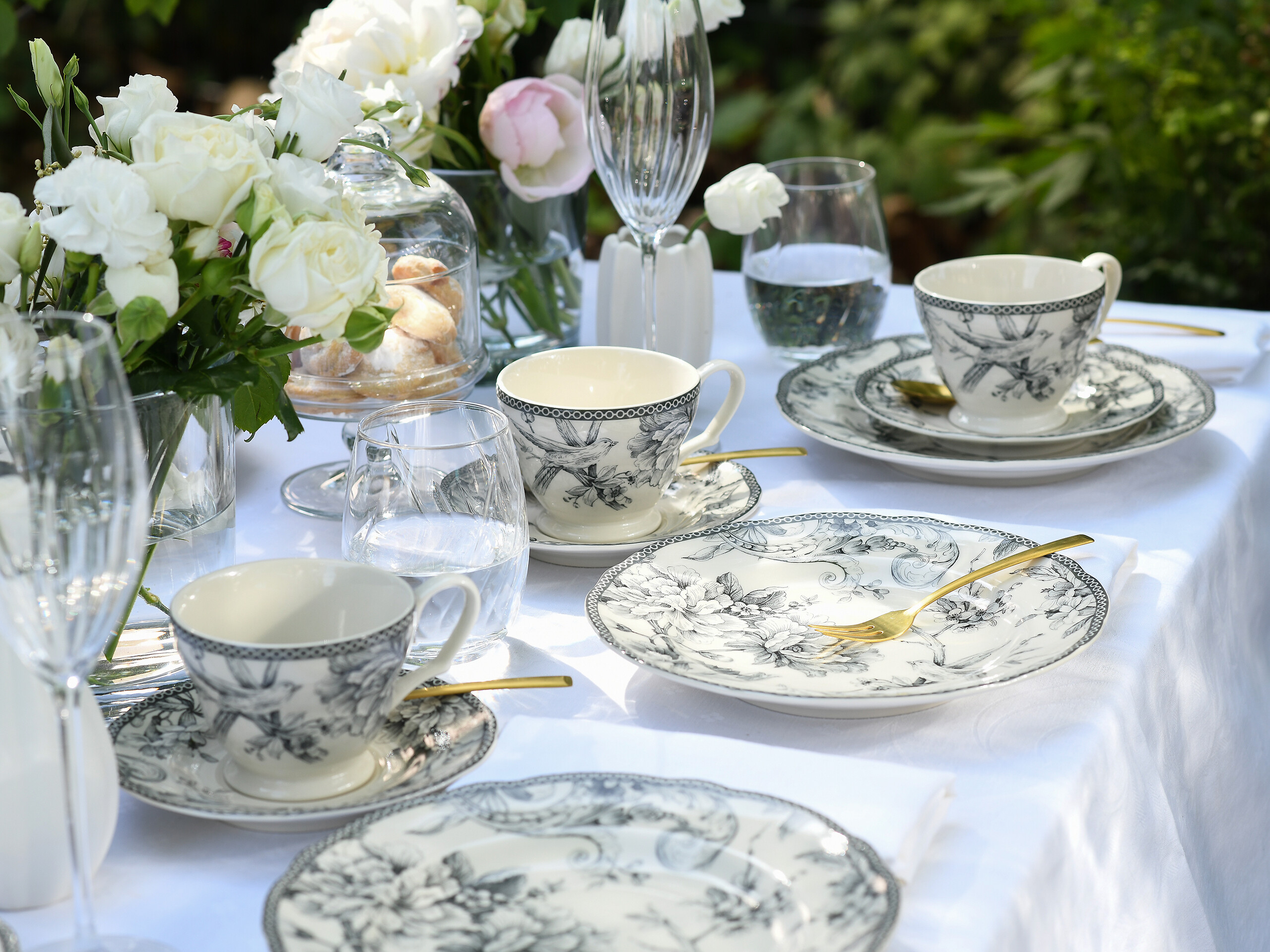 CreaTable Kaffeeservice Adelaide Grau grau Porzellan 12 tlg.