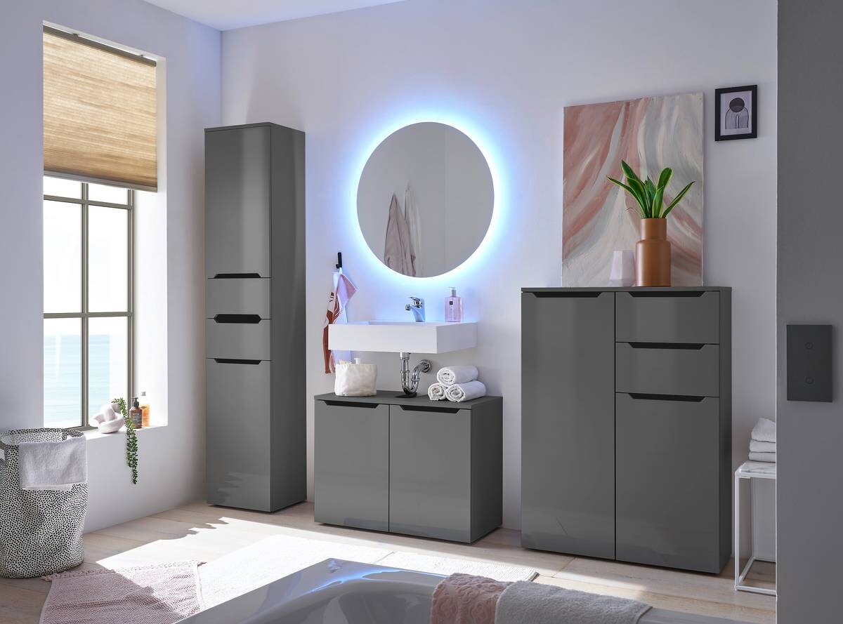 Hochschrank Ibiza anthrazit matt anthrazit Hochglanz B/H/T: ca. 40x190x30 cm