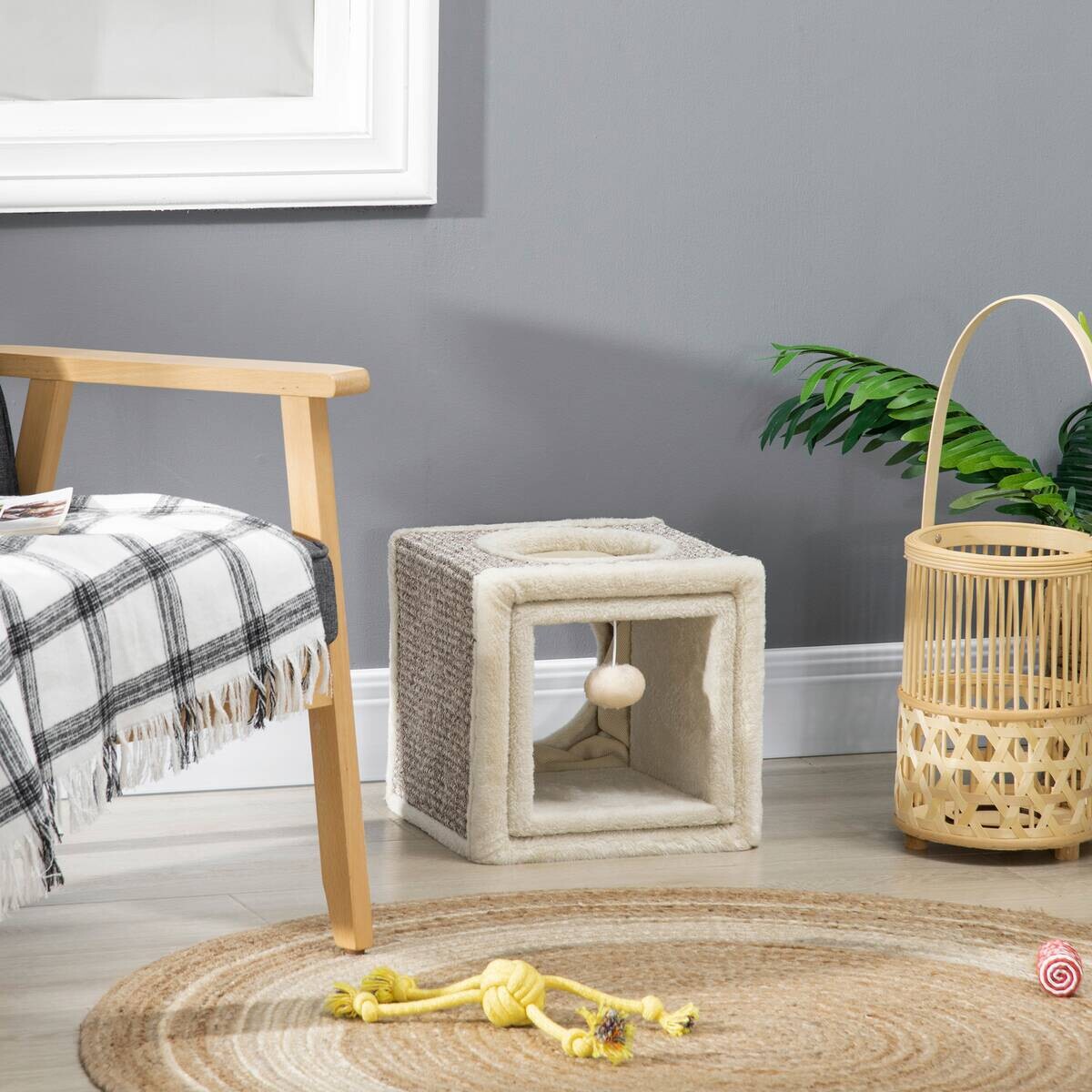 PawHut Katzen-Zubehör beige Spanplatte B/H/L: ca. 30x98x30 cm