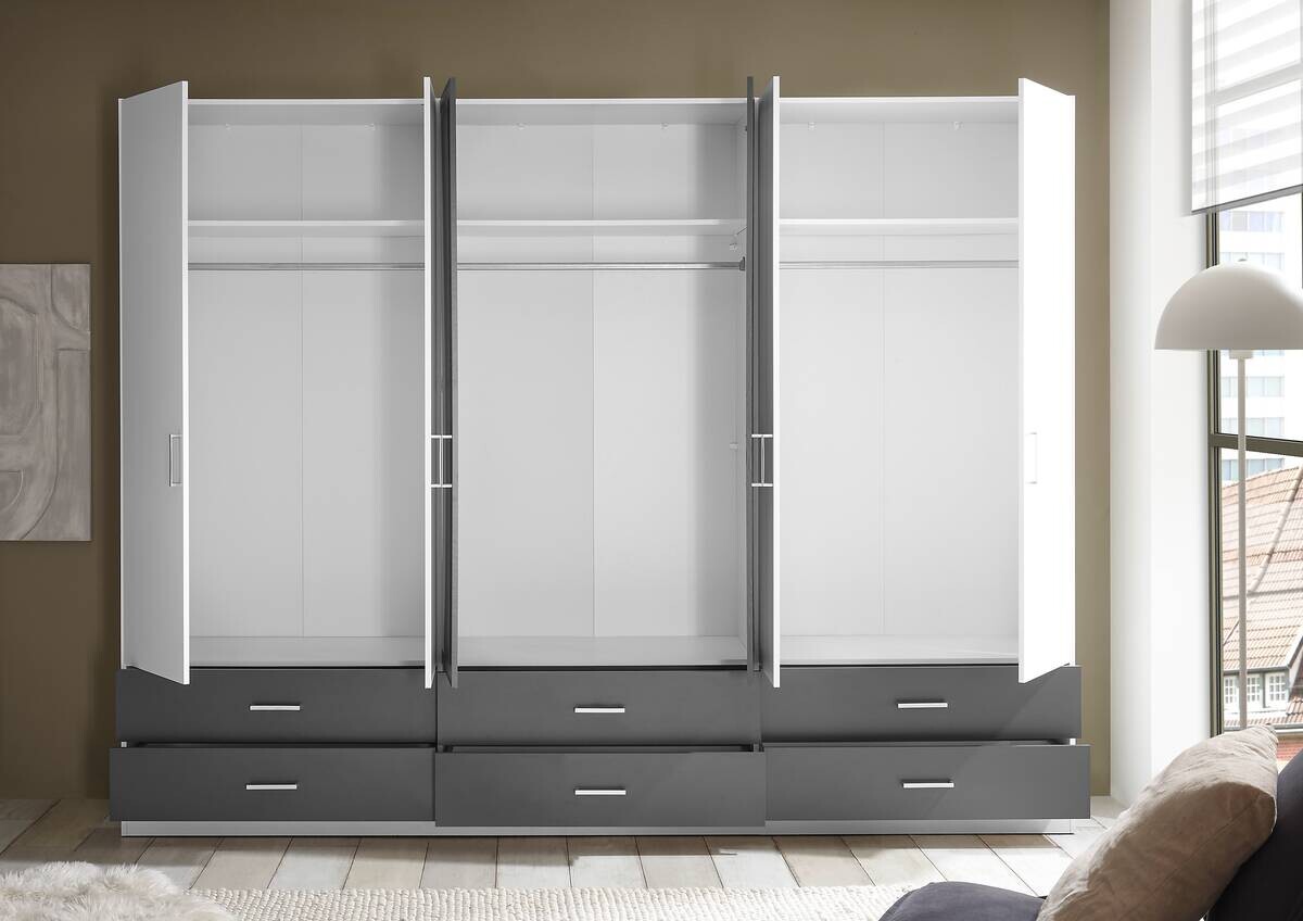 Kleiderschrank Janne weiß Graphit B/H/T: ca. 272x211x55 cm