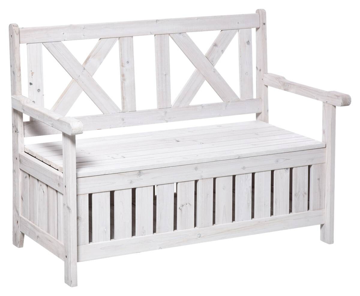 Outsunny Gartenbank weiß Holz B/H/L: ca. 61x85x115 cm