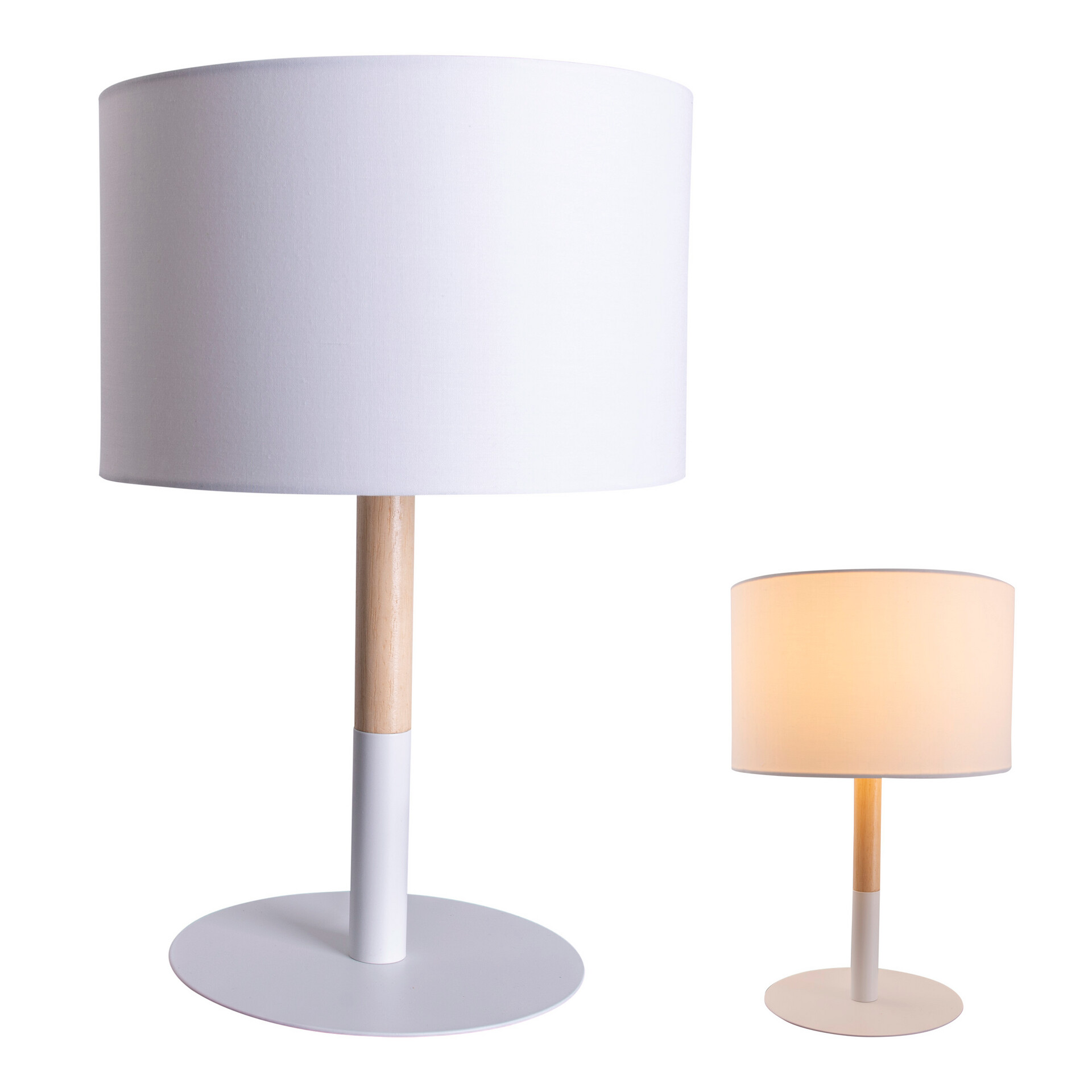 Näve Leuchten Tischleuchte 3184323 weiß Textil Kunststoff Metall B/H/T: ca. 24x37x24 cm E14 1 Brennstellen