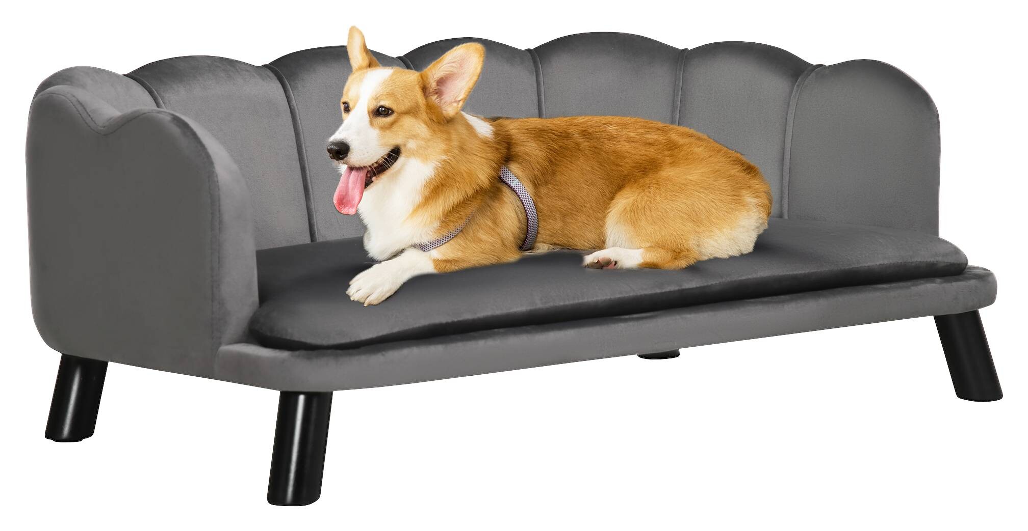 PawHut Hundesofa grau Schaumstoff B/H/L: ca. 60,5x35,5x98,5 cm
