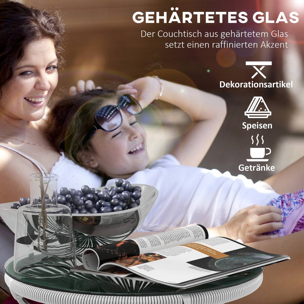 Outsunny Beistelltisch grau Polyrattan B/H/L: ca. 50x50x50 cm