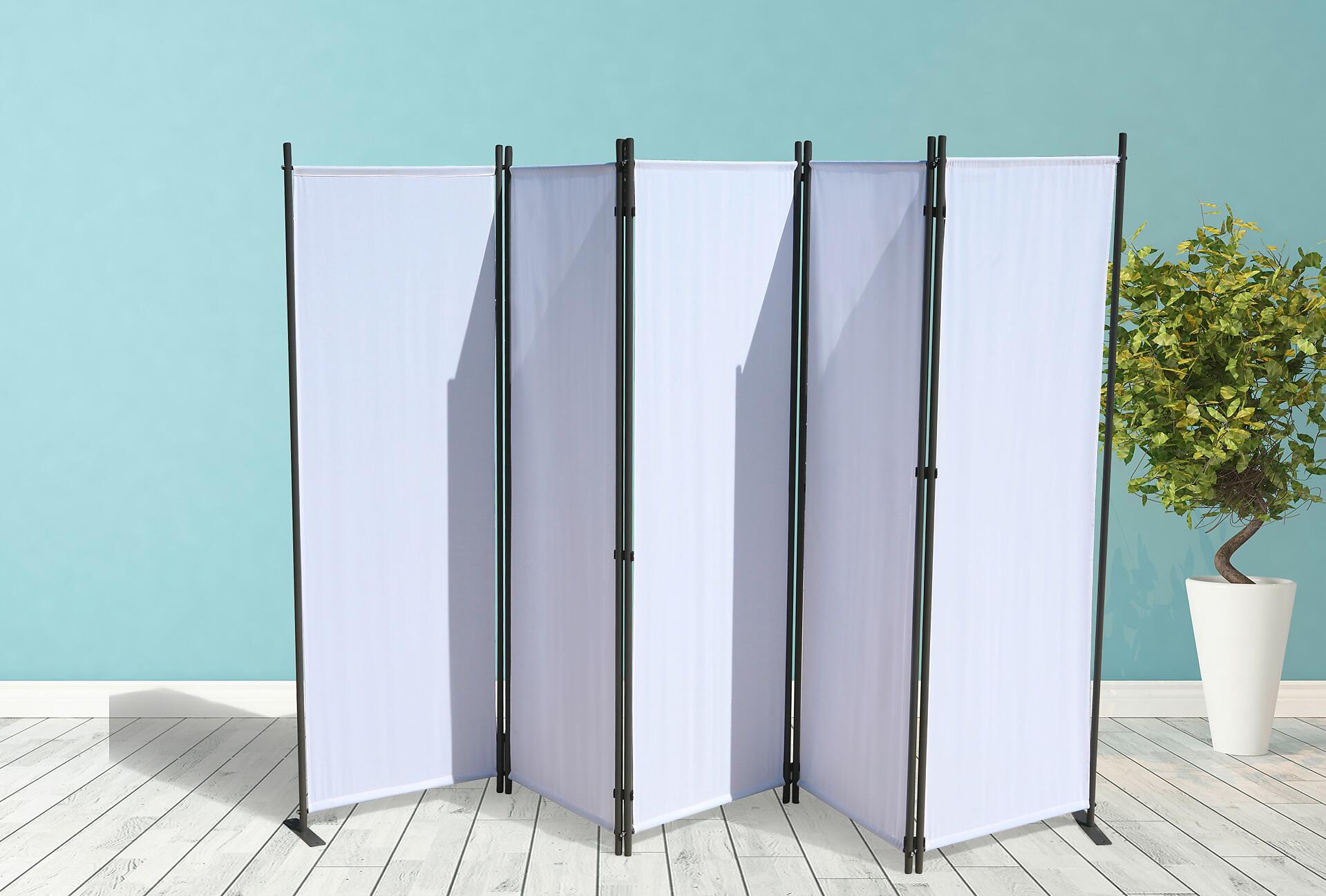 Grasekamp Paravent weiß Stahl H/L: ca. 165x268 cm