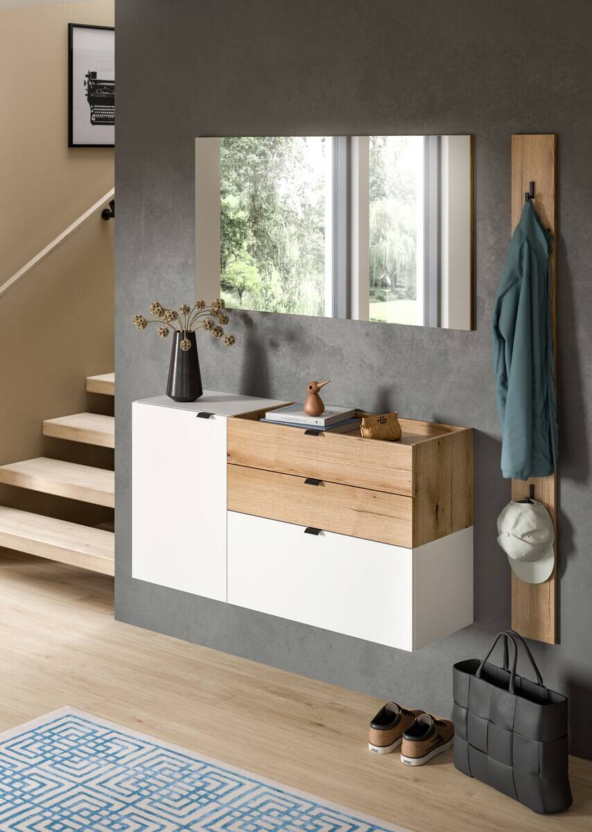 Garderobe Naro weiß Evoke Oak Nachbildung B/H/T: ca. 158x194x37 cm