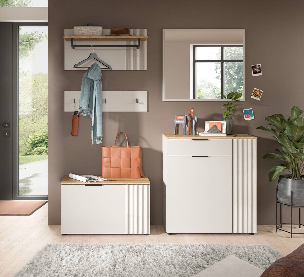 Garderobe Slide Kaschmirgrau Nachbildung Evoke Oak Nachbildung B/H/T: ca. 175x190x36 cm