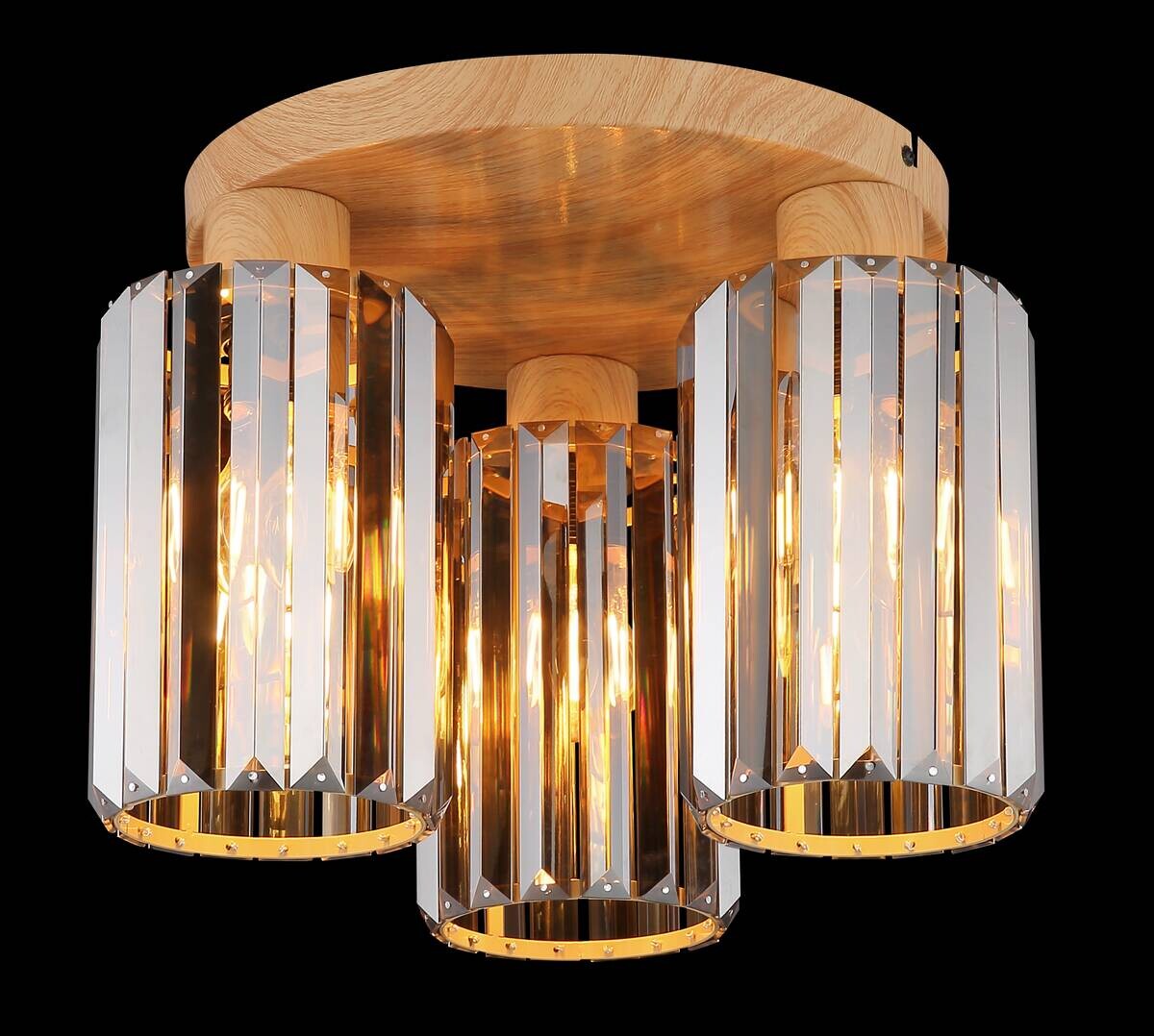 GLOBO Deckenleuchte RUN 60220346 schwarz Rauch braun Metall Glas H/D: ca. 25x35 cm E27 3 Brennstellen