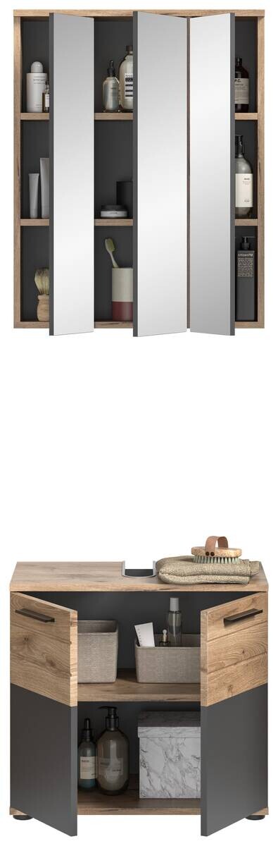 Badezimmer-Set MASON Nox Oak Nachbildung edles Basaltgrau Nachbildung B/H/T: ca. 60x190x34 cm