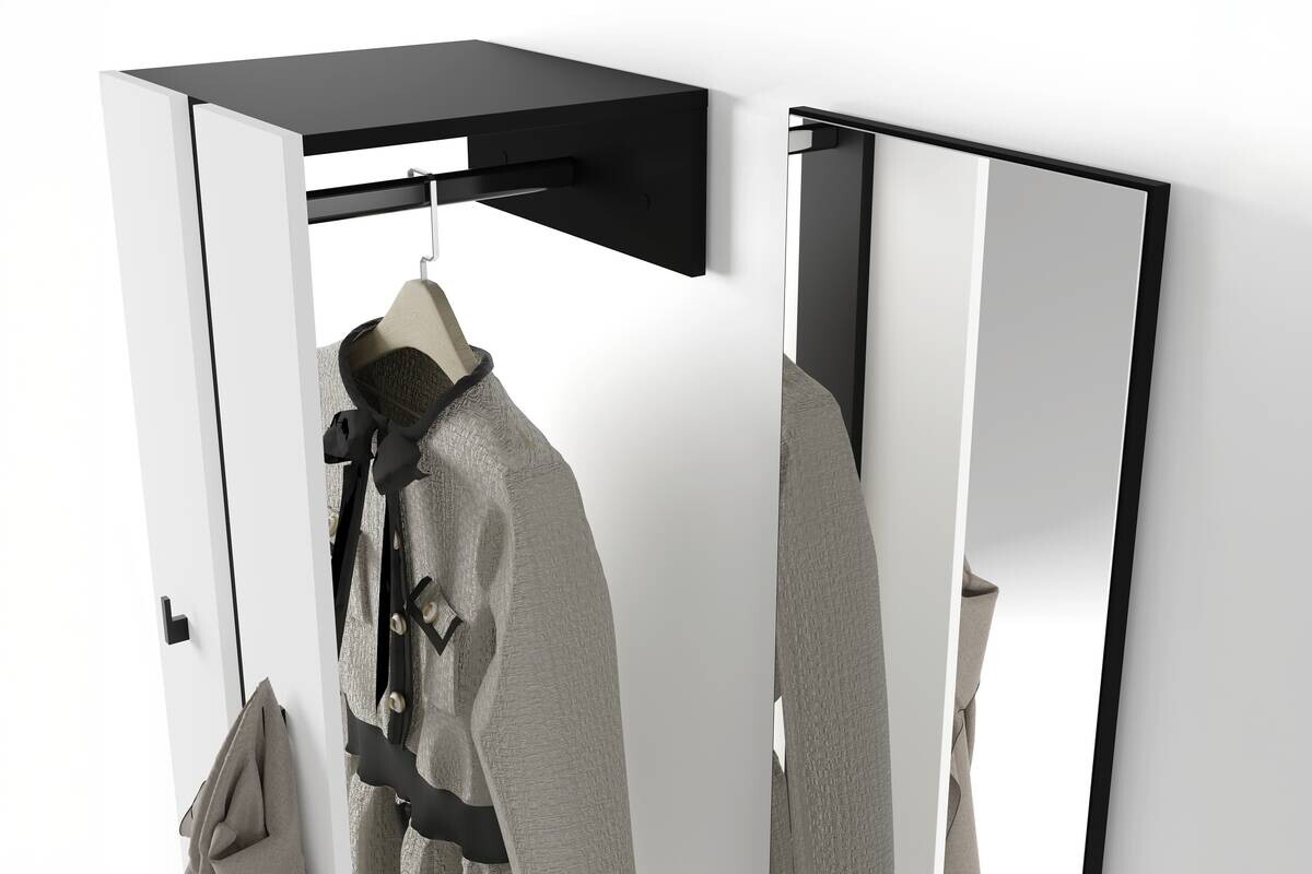 Garderobenset NANTE weiß schwarz B/H/T: ca. 100x186x40 cm