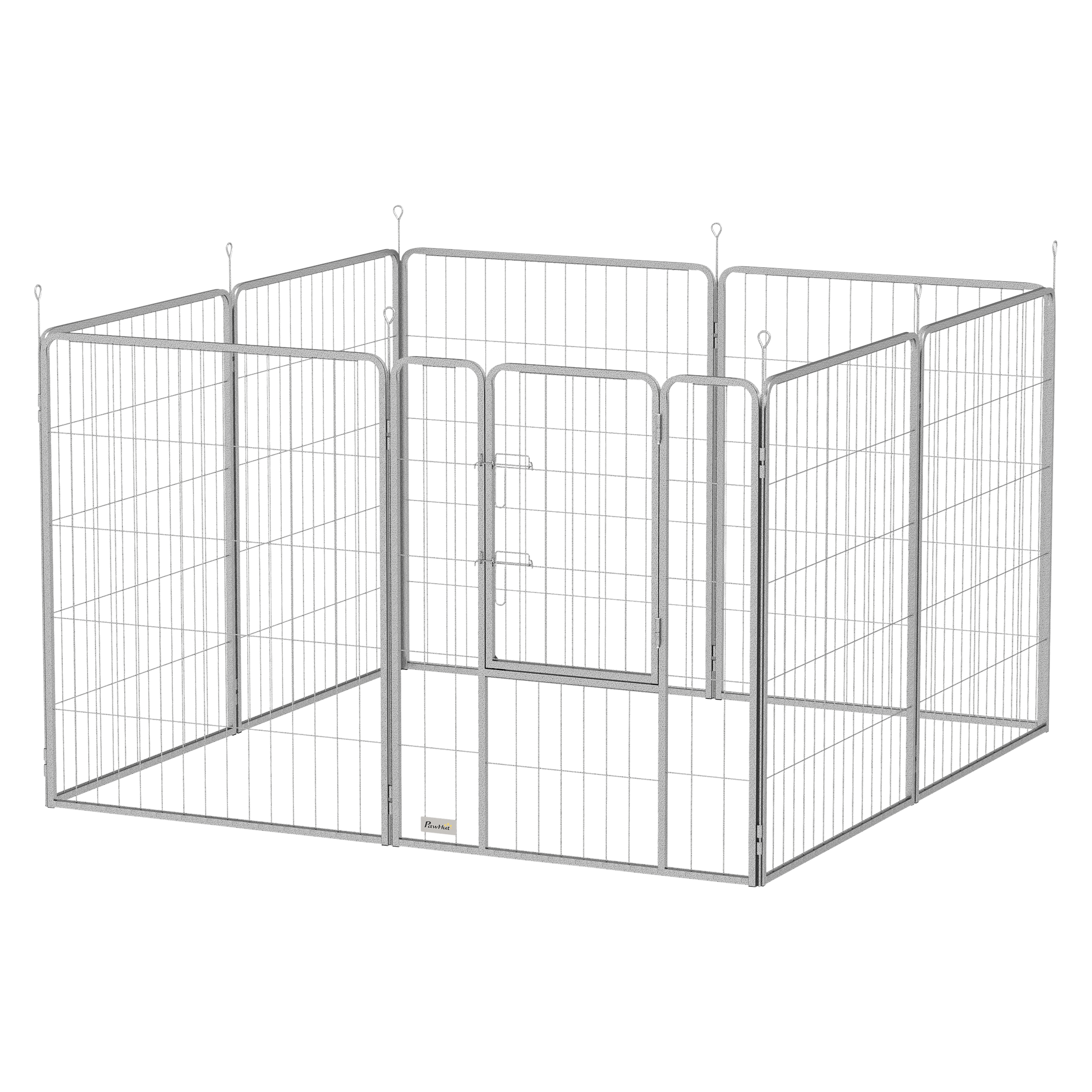 PawHut Welpenauslauf silber Stahl B/H/L: ca. 160x100x160 cm