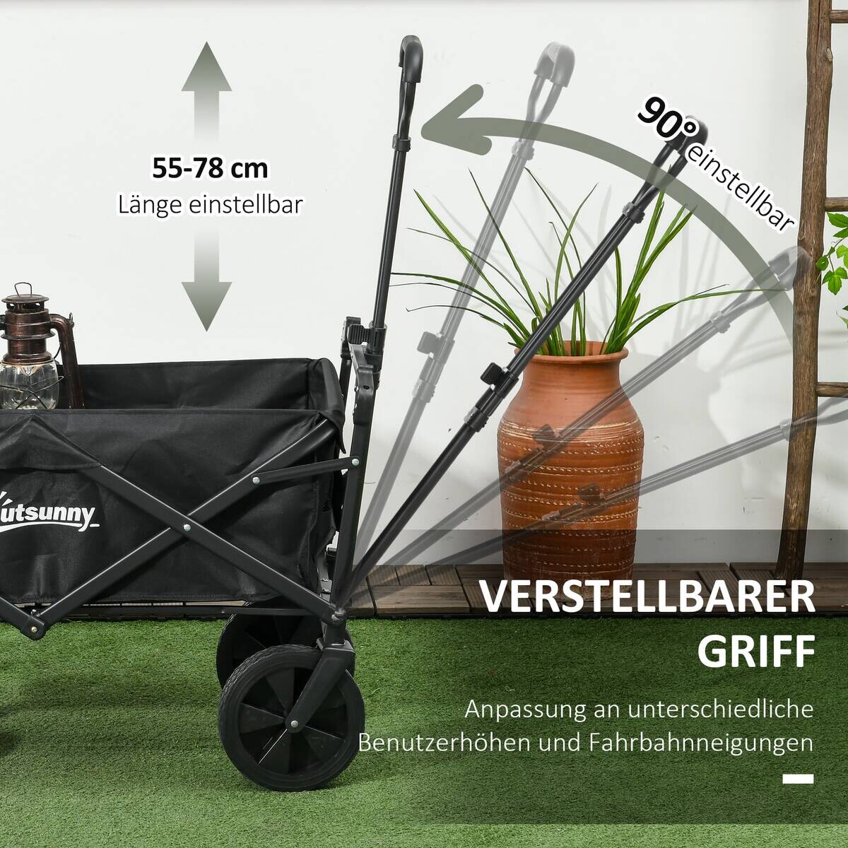 Outsunny Bollerwagen schwarz B/H/L: ca. 52x97x105 cm