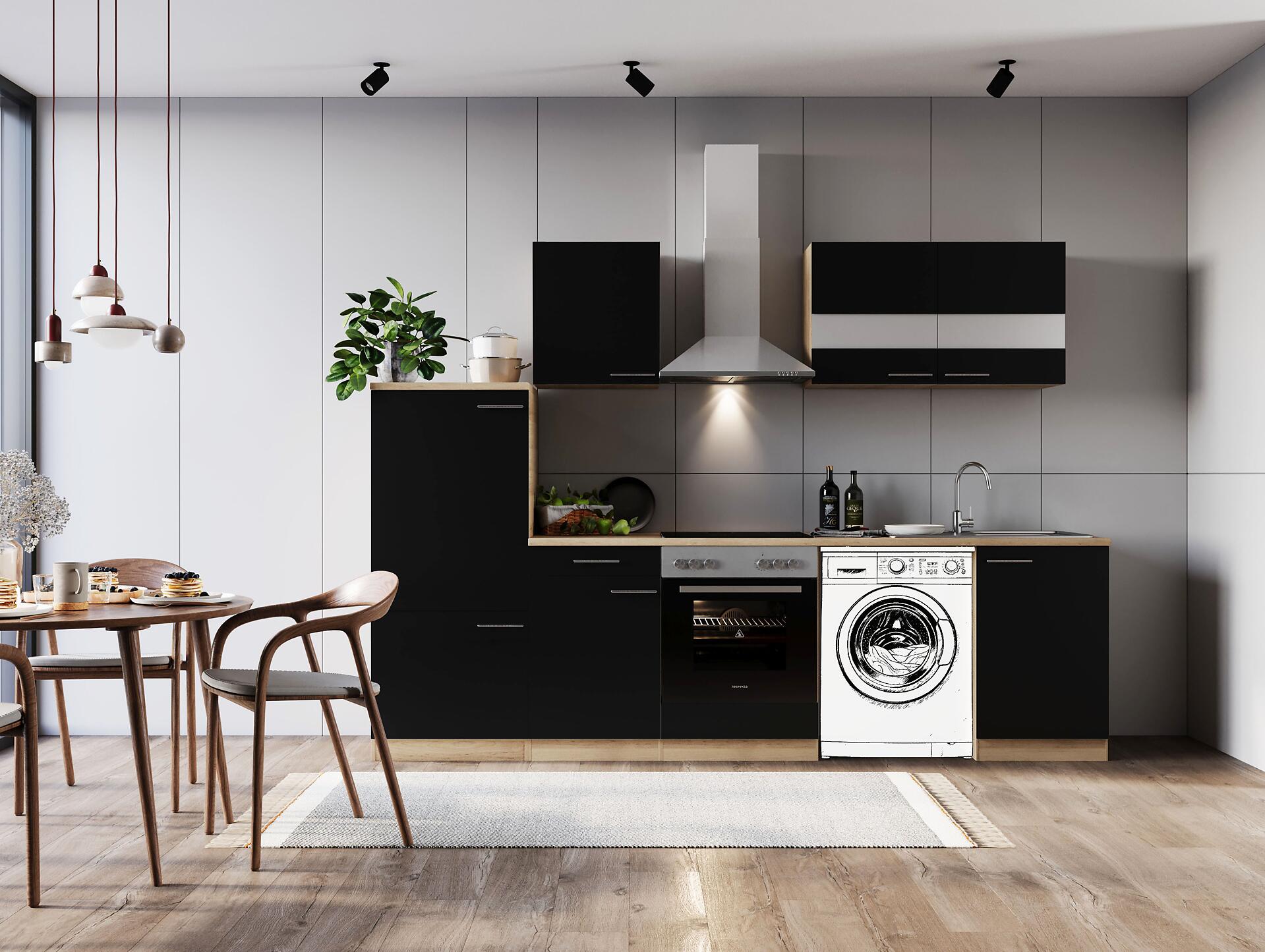 Respekta Küchenblock Merle schwarz B/H/T: ca. 280x200x60 cm