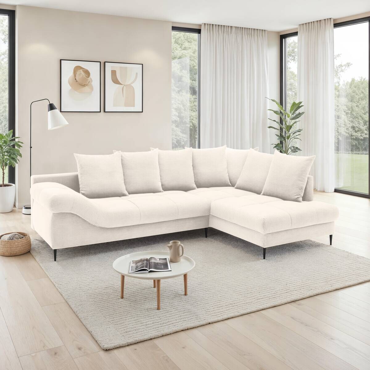 Ecksofa mit Bettfunktion und Bettkasten natur Polyester B/H/T: ca. 191x92x106 cm Ecksofa mit Bettfunktion und Bettkasten natur Polyester B/H/T: ca. 191x92x106 cm