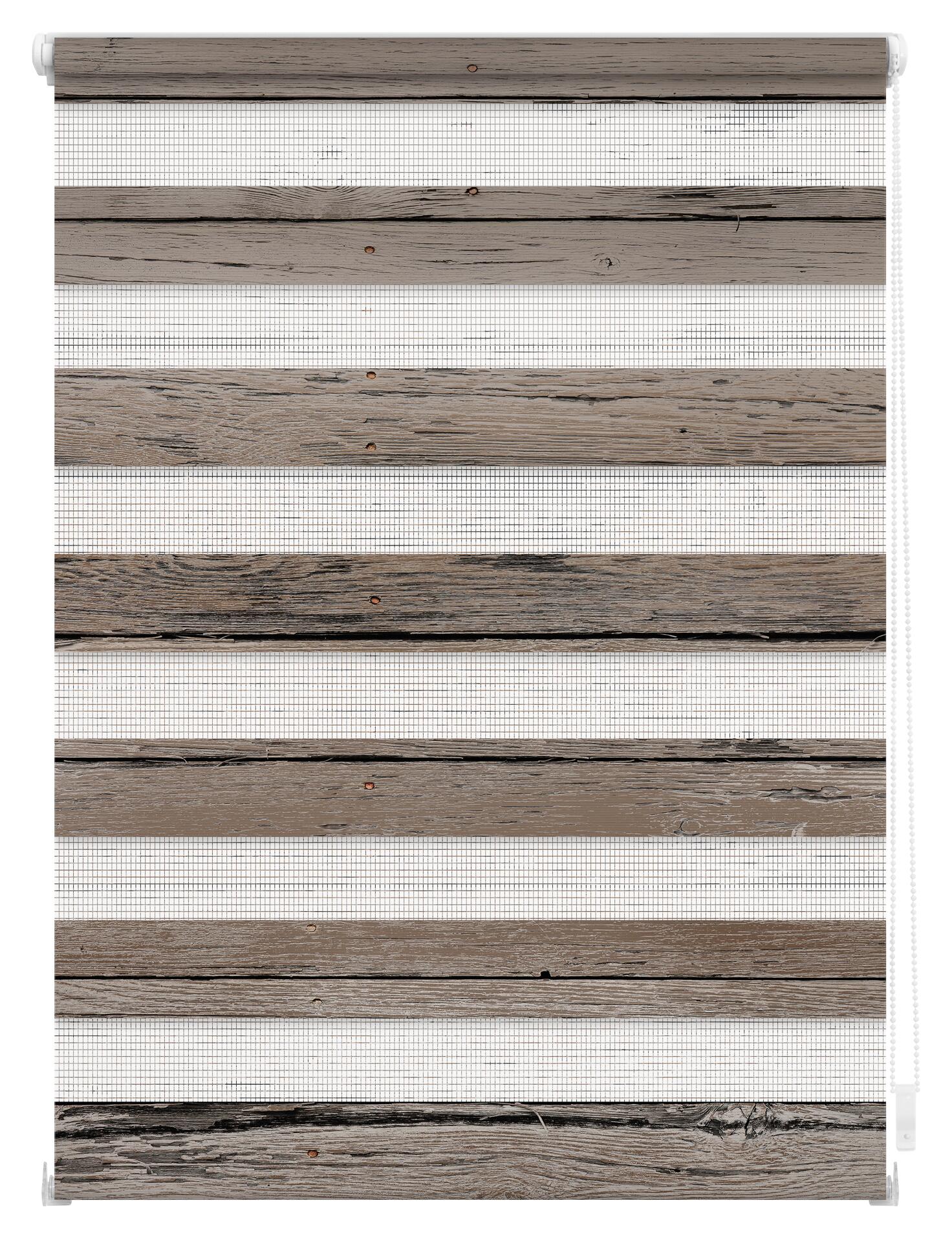 LICHTBLICK Doppelrollo Duo Bretter braun B/T: ca. 60x150 cm