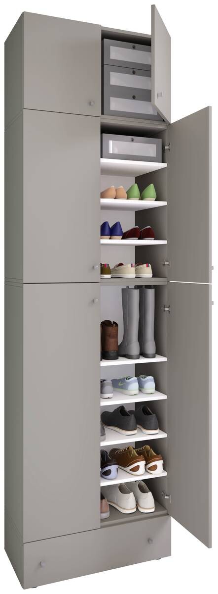 Schuhschrank Lona grau weiß B/H/T: ca. 70x240x39 cm