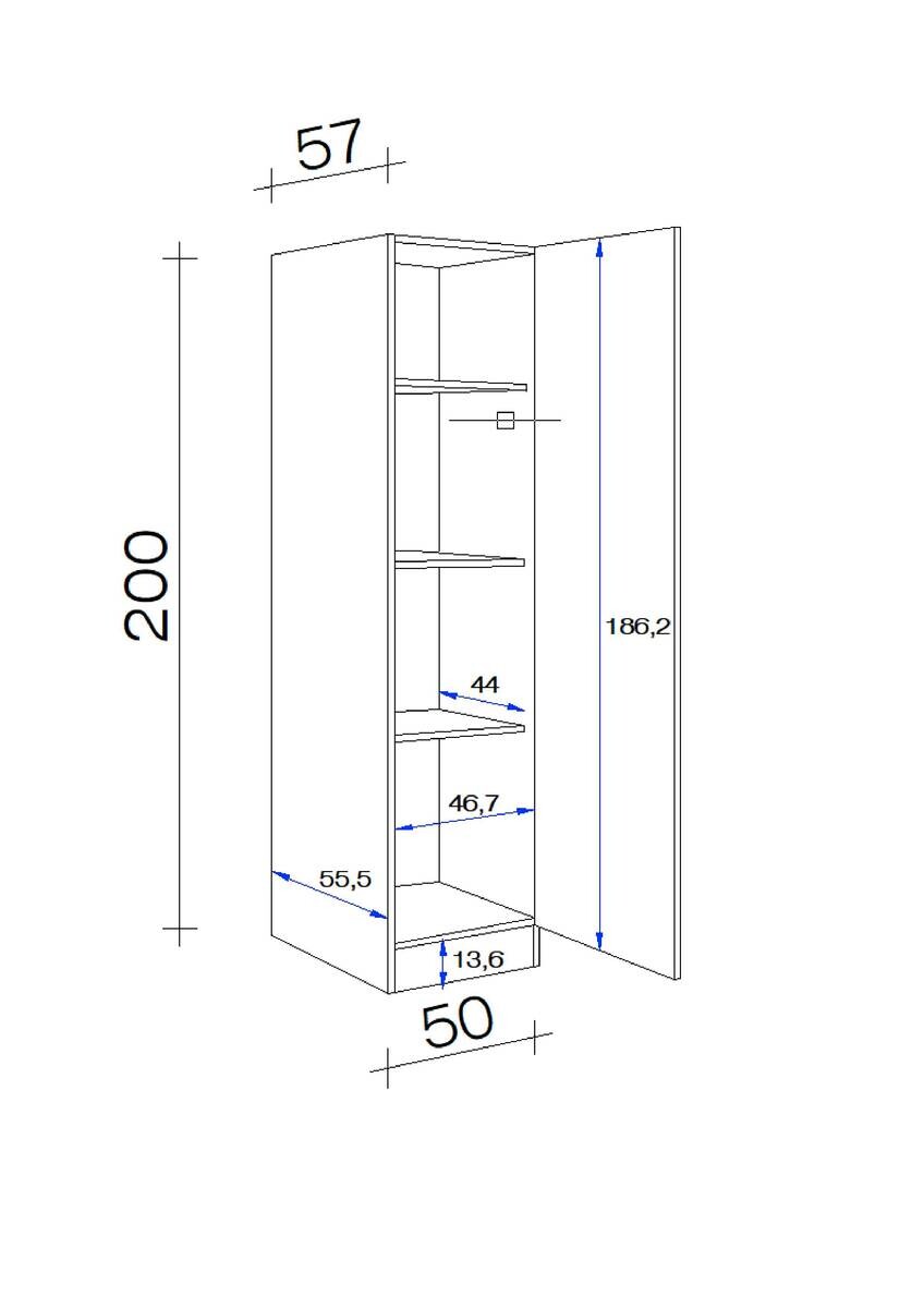 Unterschrank Capri schwarz matt B/H/T: ca. 50x200x57 cm