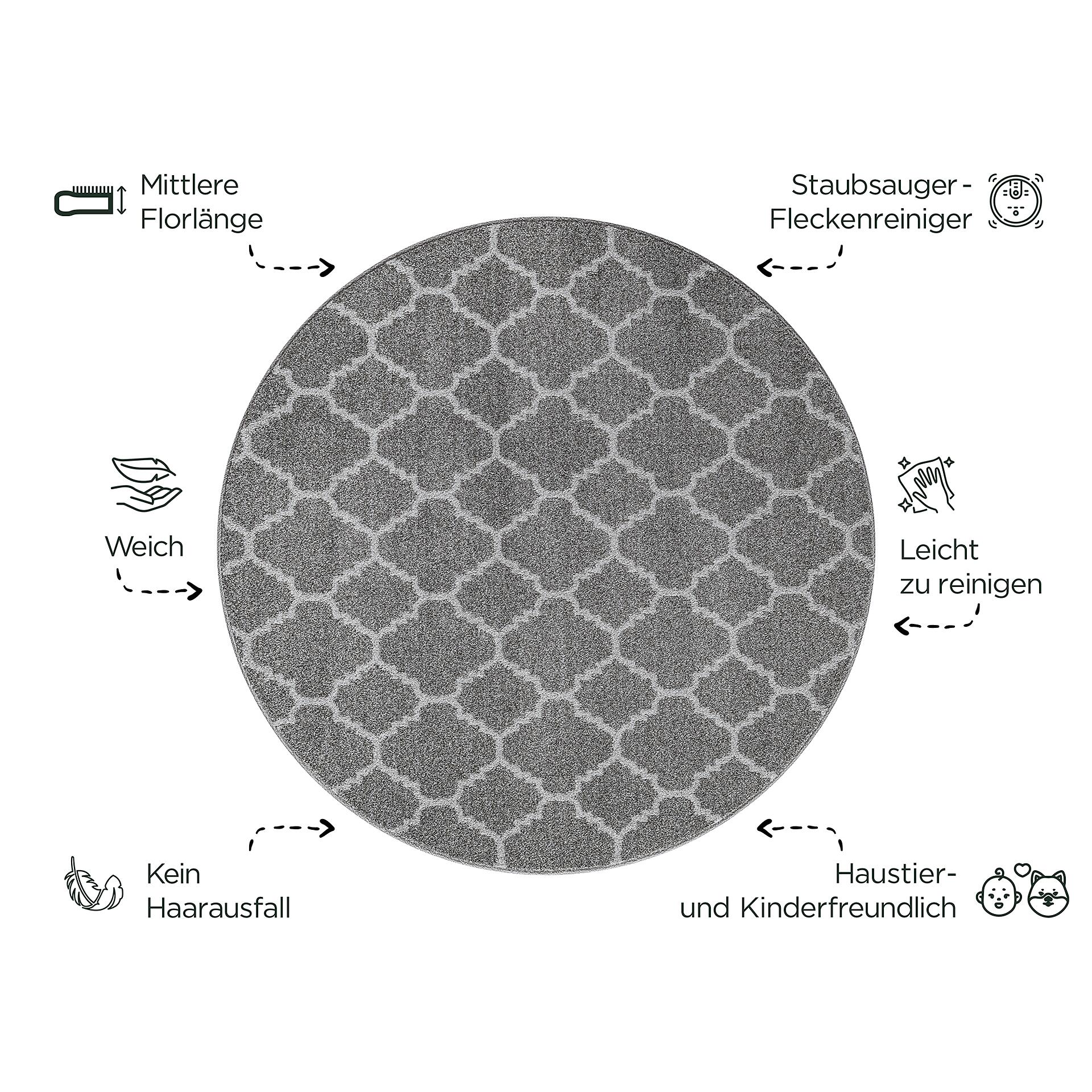 Sanat Teppich anthrazit B/L: ca. 200x200 cm