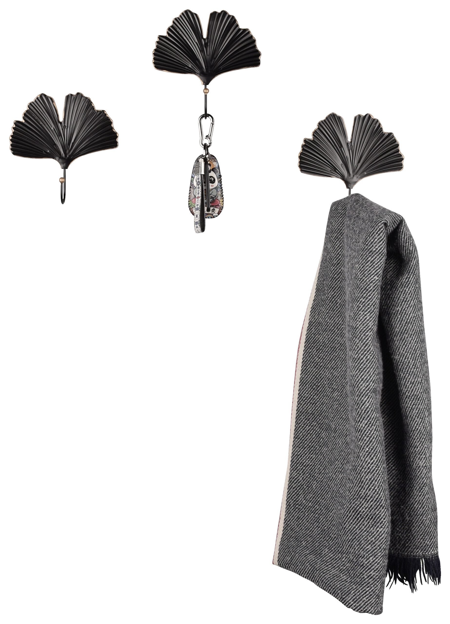 Garderobenhaken Merle schwarz gold Optik Metall B/H/T: ca. 15x15x4 cm