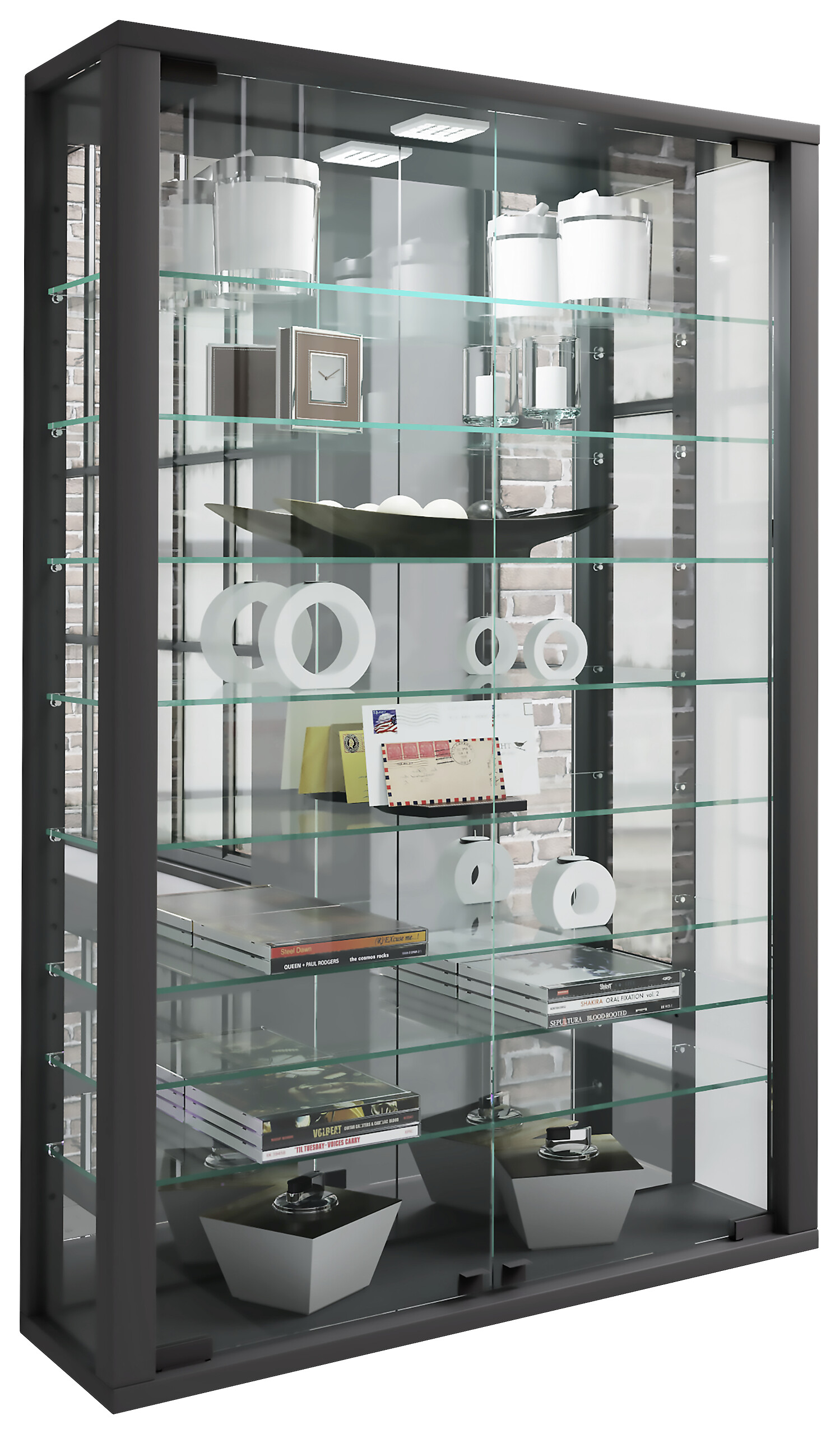 Vitrine Vitrosa schwarz Holzwerkstoff Glas B/H/T: ca. 59x91x18 cm Vitrine Vitrosa schwarz Holzwerkstoff Glas B/H/T: ca. 59x91x18 cm