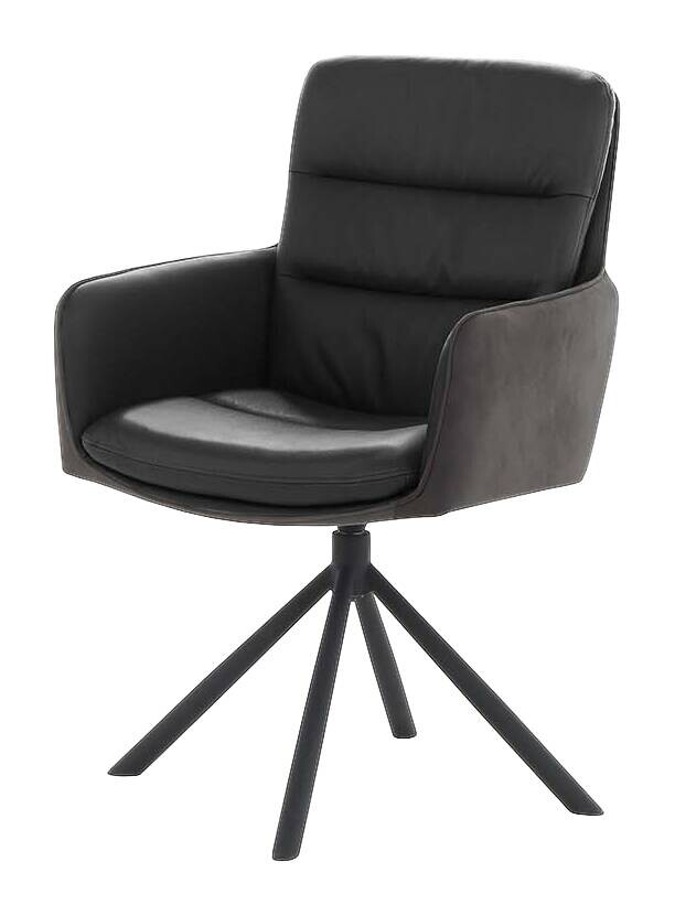 Armlehnstuhl schwarz anthrazit Leder Webstoff B/H/T: ca. 58x89x65 cm